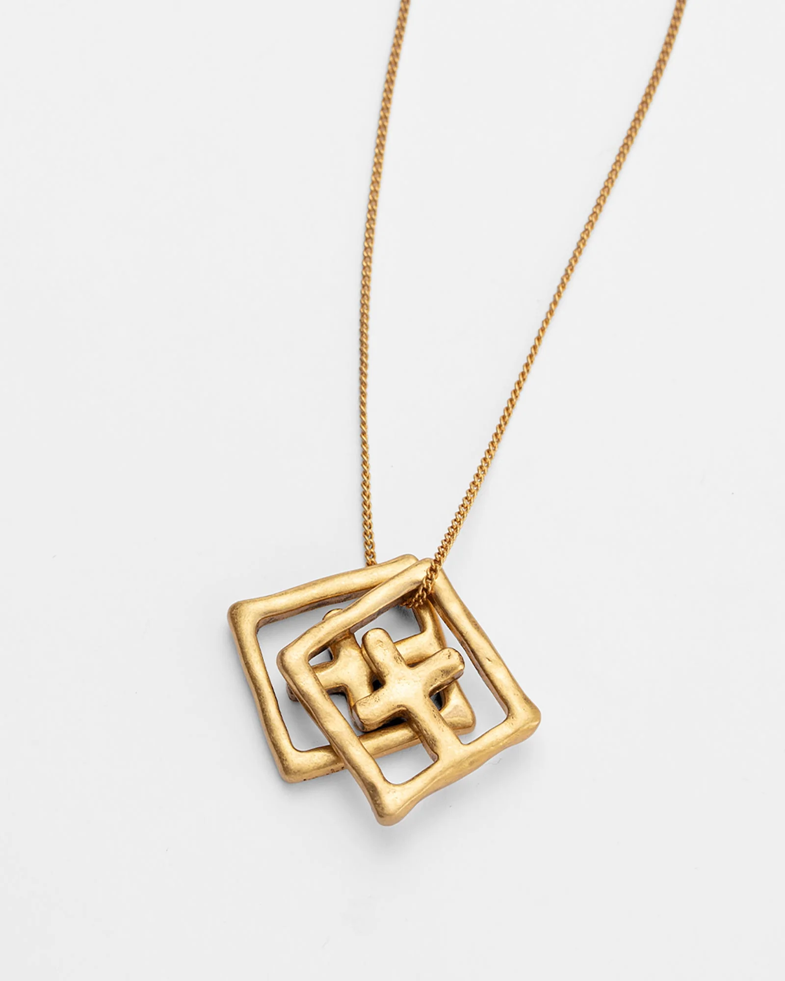 18K AGED BOX CROSS NECKLACE