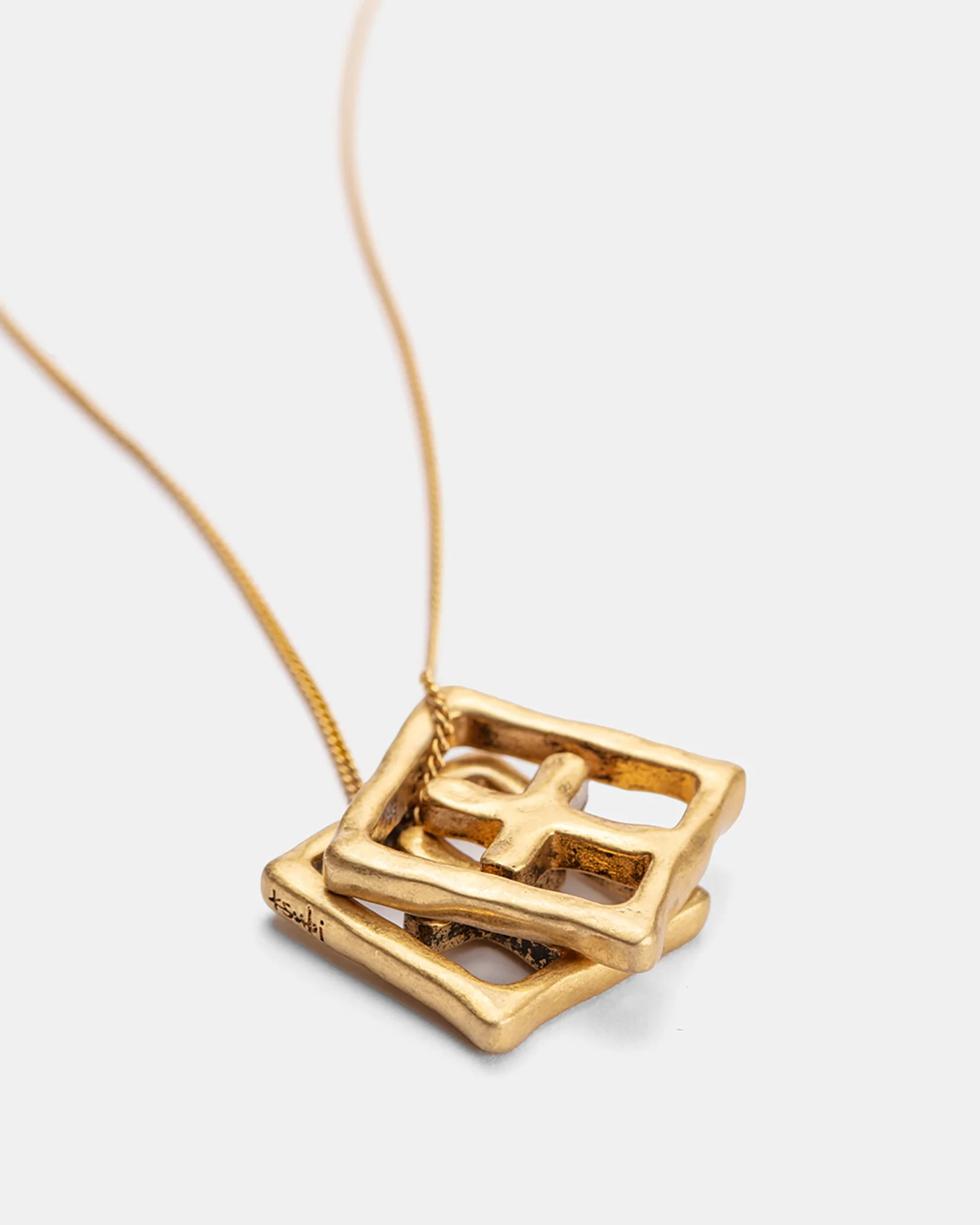 18K AGED BOX CROSS NECKLACE - Image 2