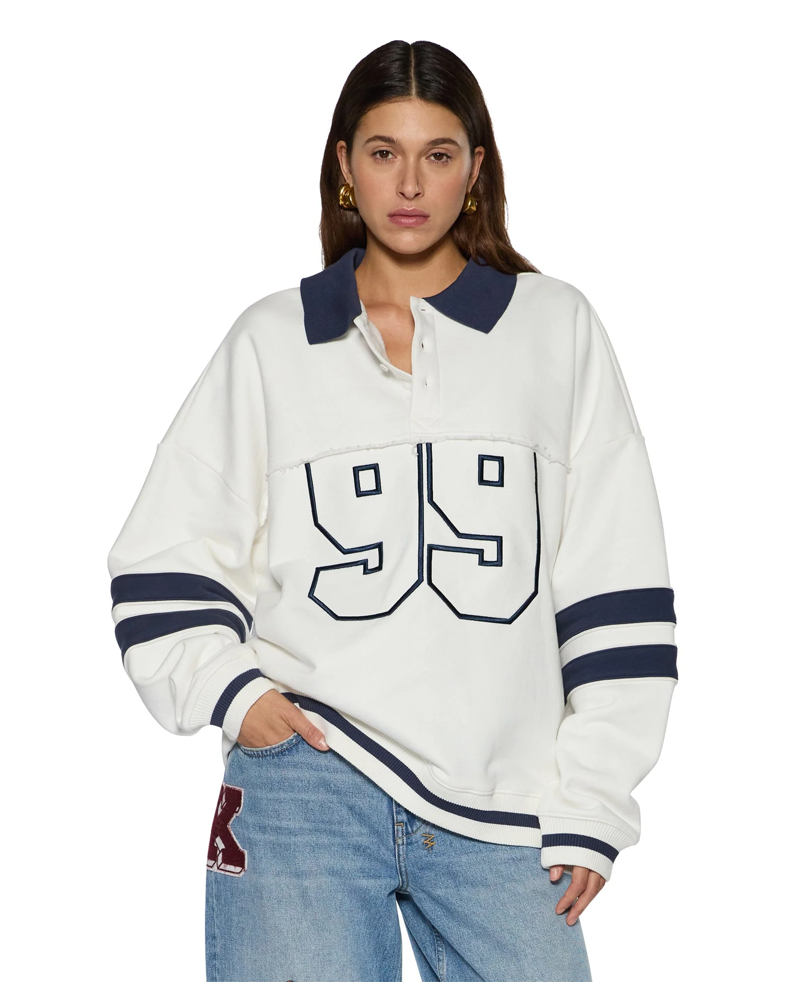 99 BOYFRIEND POLO SWEATSHIRT VINTAGE WHITE - Image 3