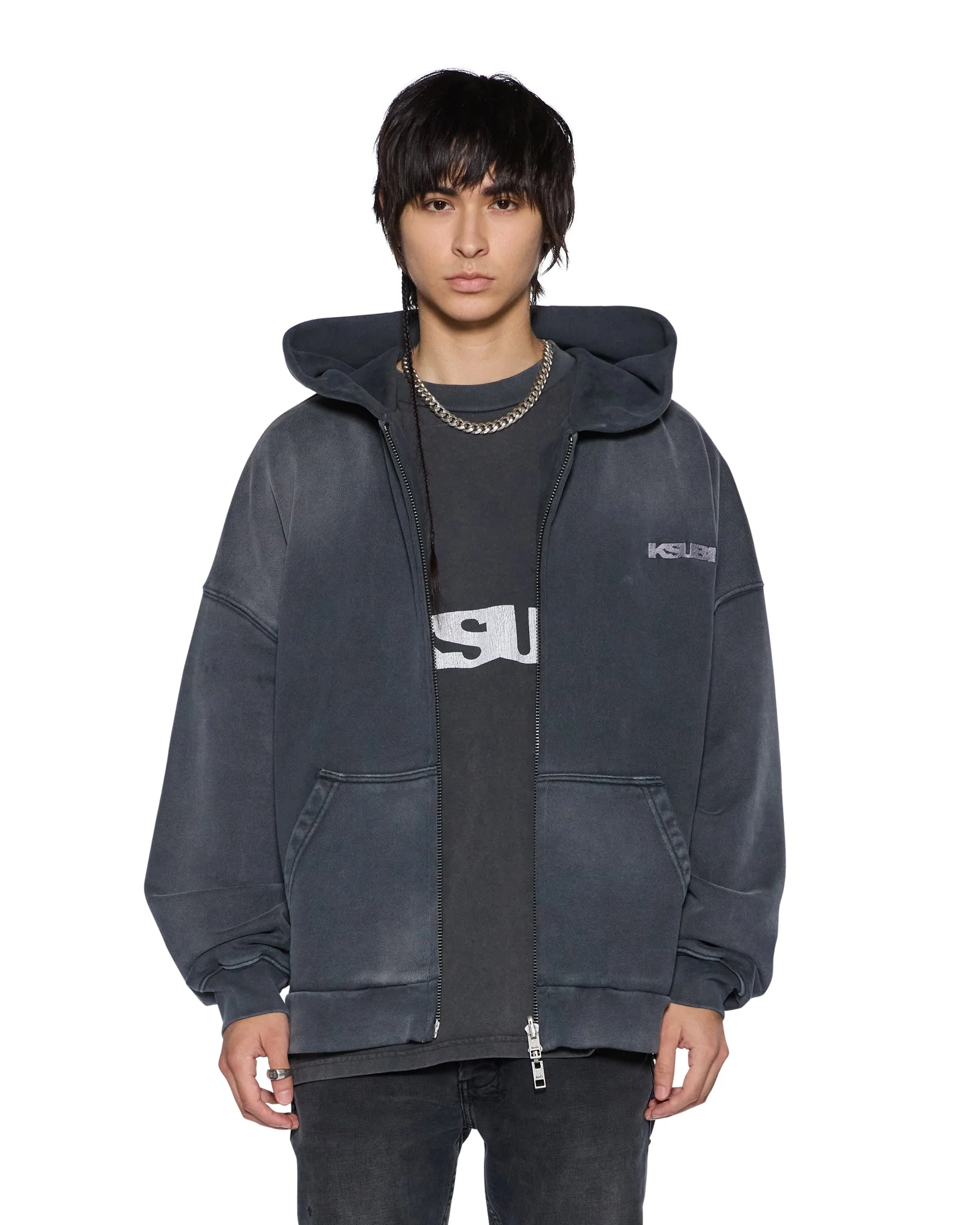 ACE EKCESS ZIP THRU HOODIE BLACK FADE - Image 4