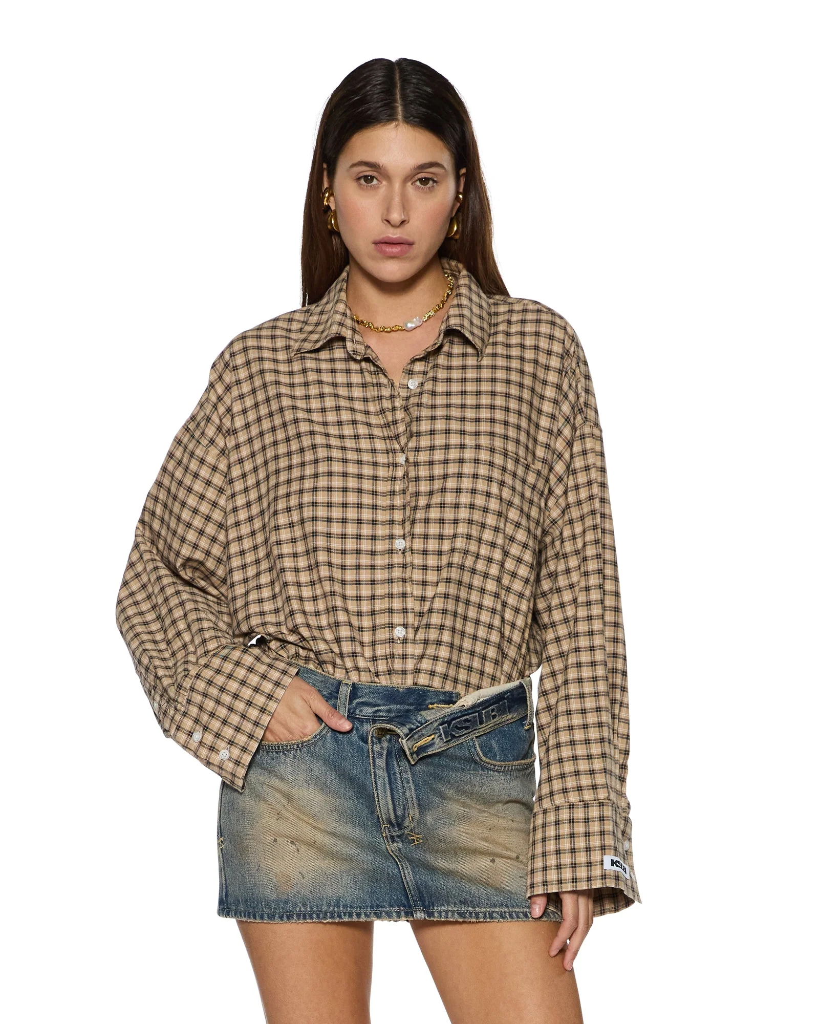 ASTRA LS SHIRT TAN PLAID - Image 2