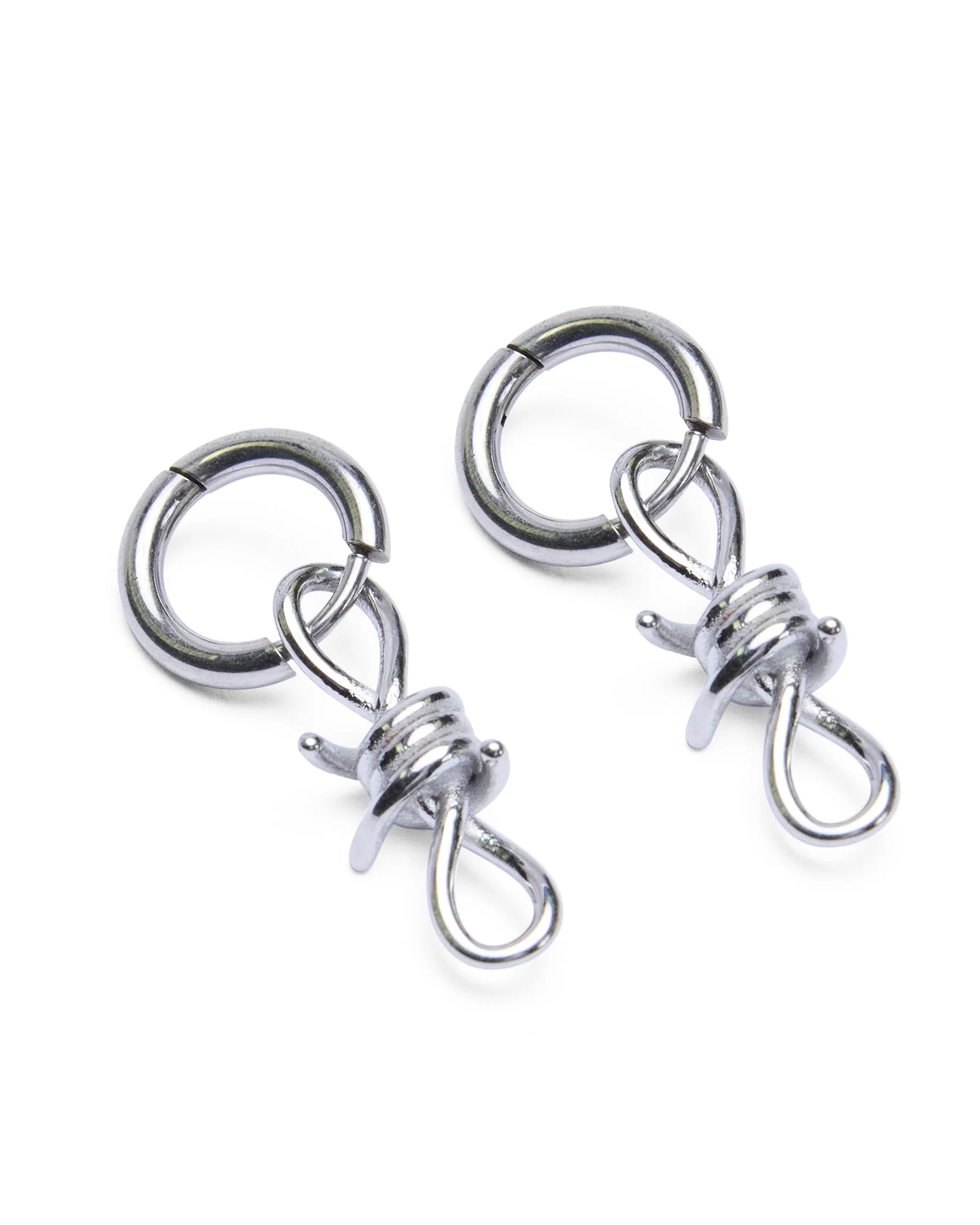 BARBED WIRE EARRINGS SILVER - Image 3