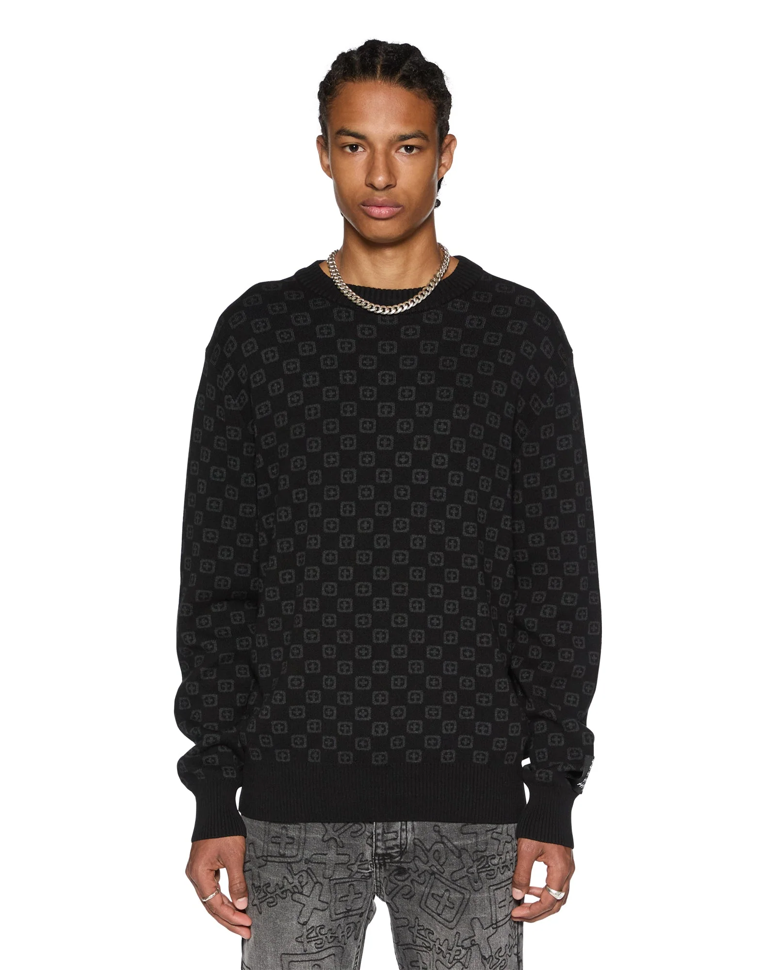 BOX KNIT CREW WASHED BLACK - Image 4