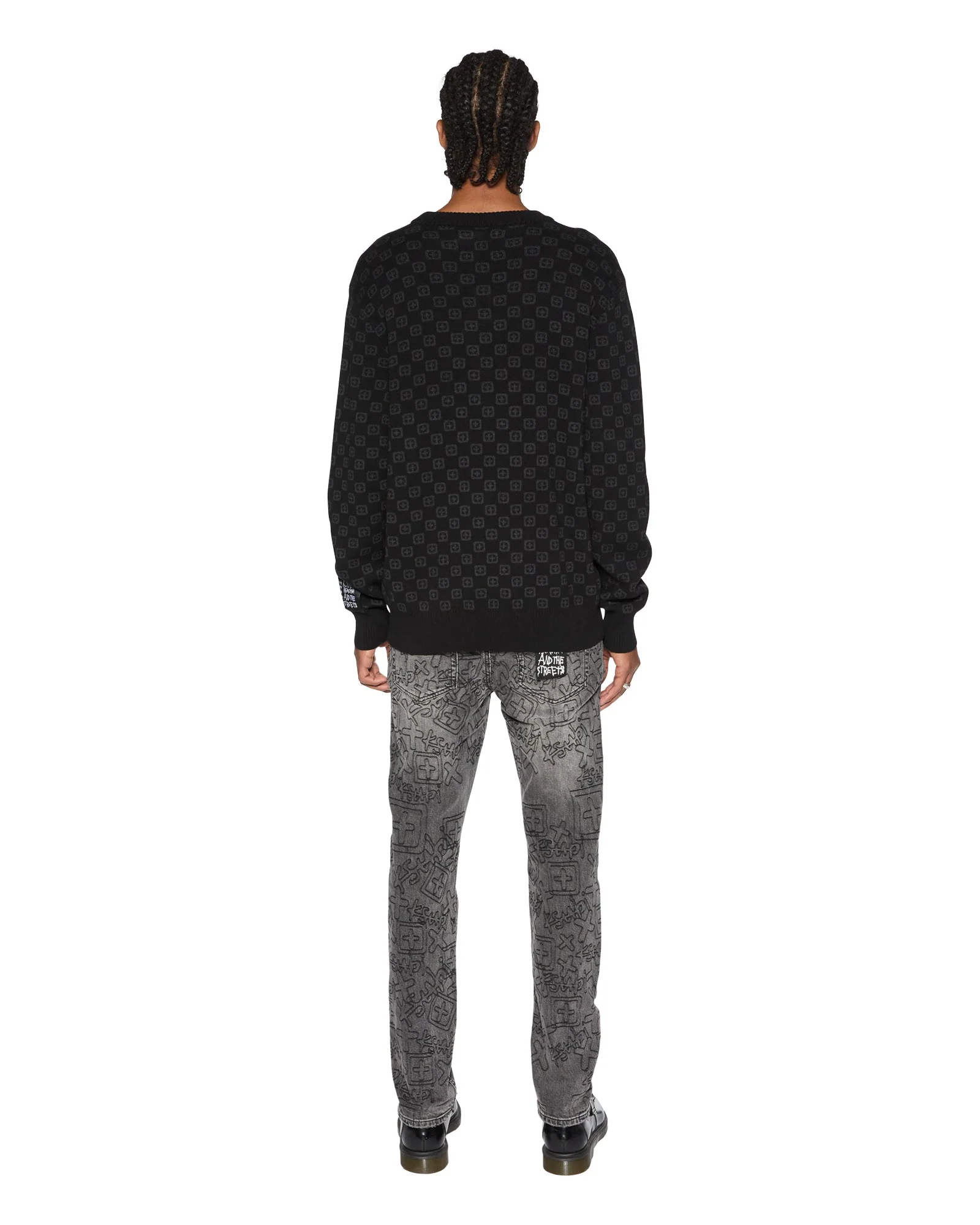 BOX KNIT CREW WASHED BLACK - Image 6