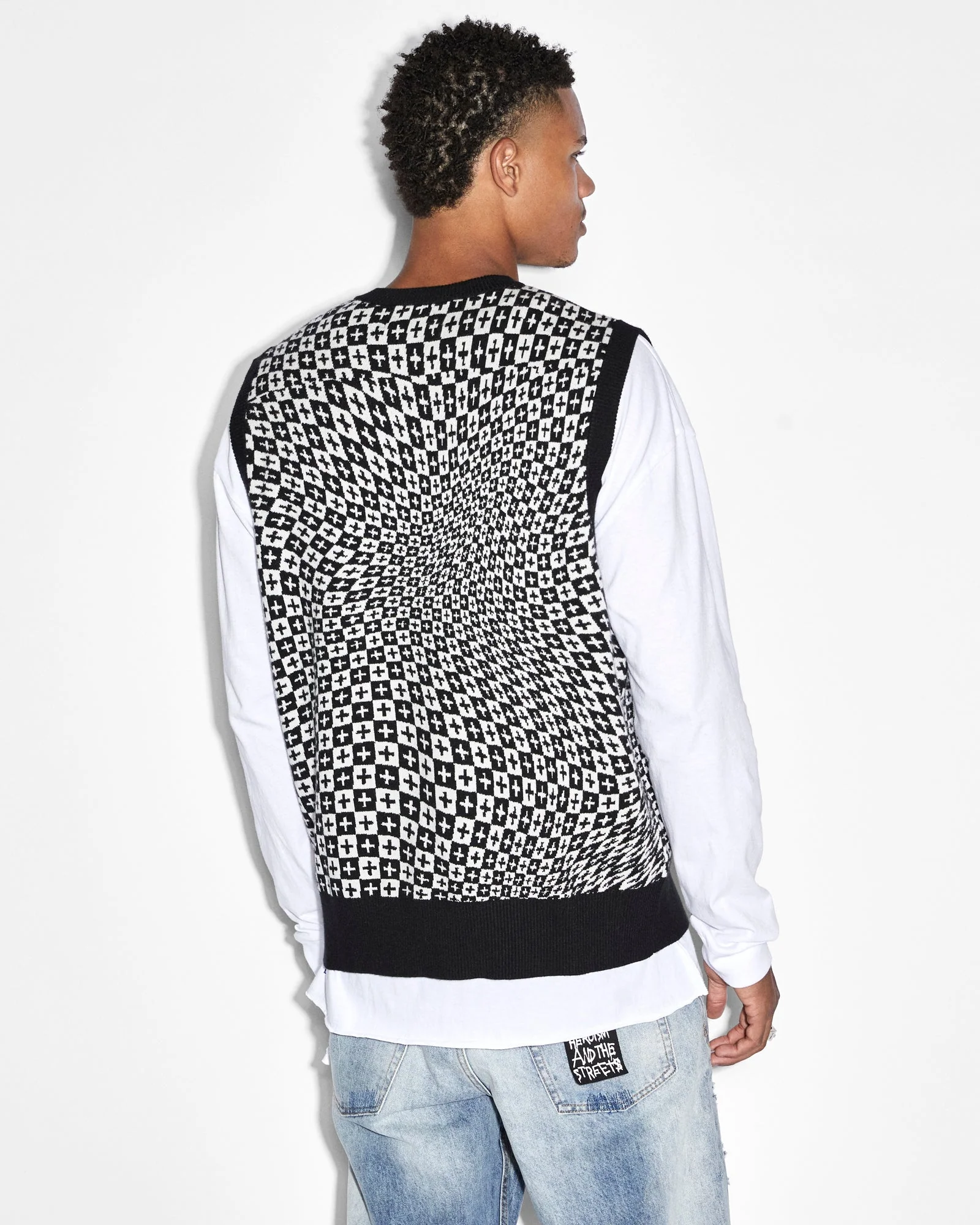 CHECK OUT KNIT VEST MULTI - Image 3