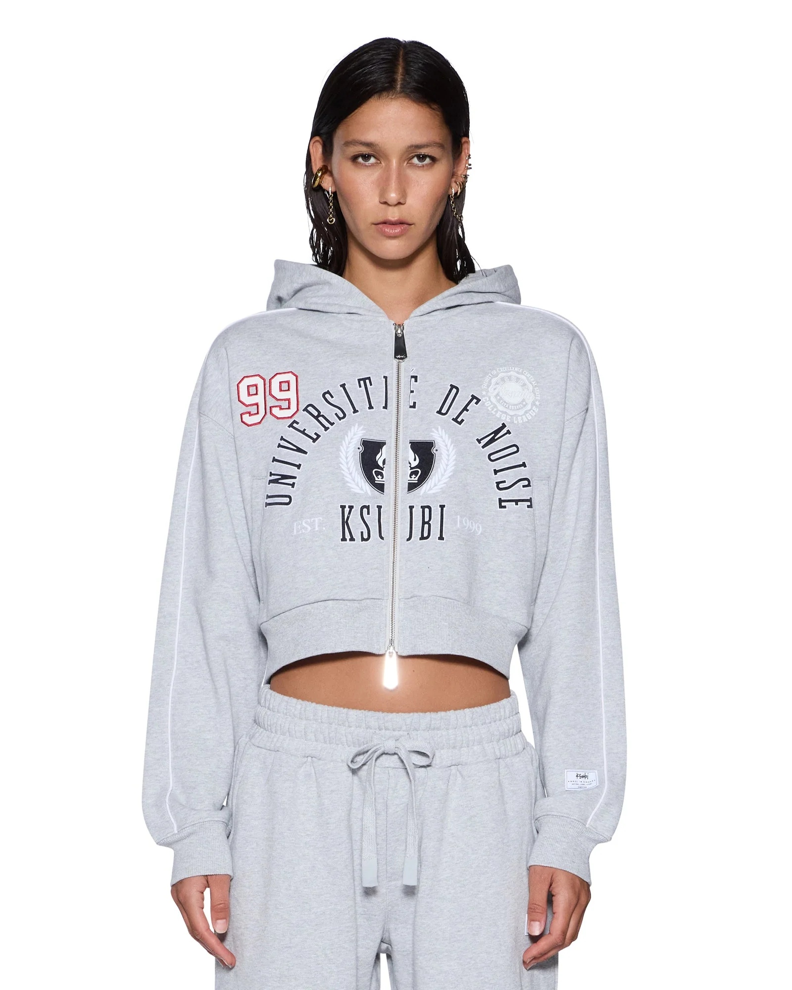 COLLEGE ORIGIN ZIP HOODIE GREY MARLE