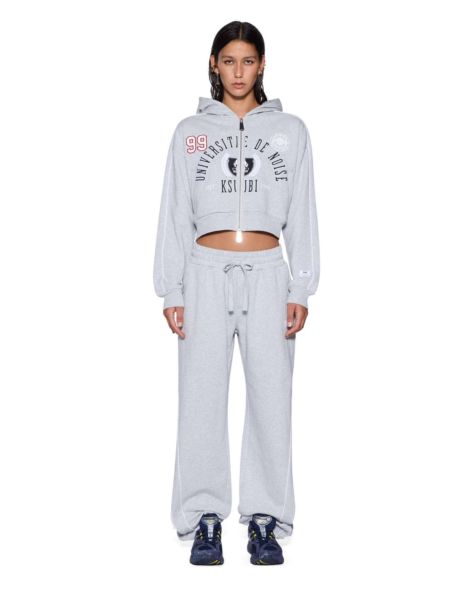 COLLEGE ORIGIN ZIP HOODIE GREY MARLE - Image 2