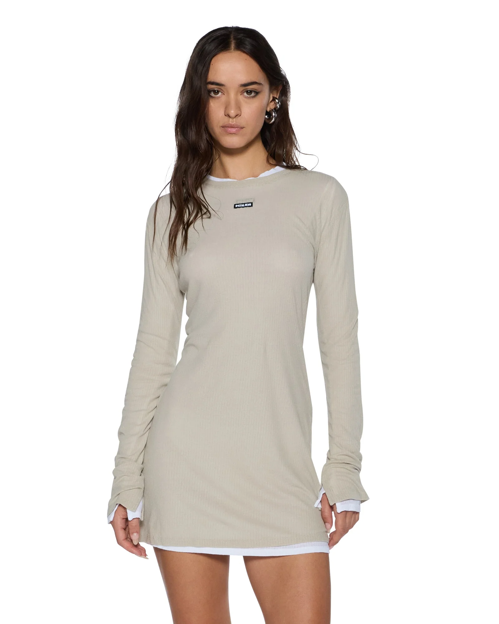 CRAWFORD LS MINI DRESS TAUPE