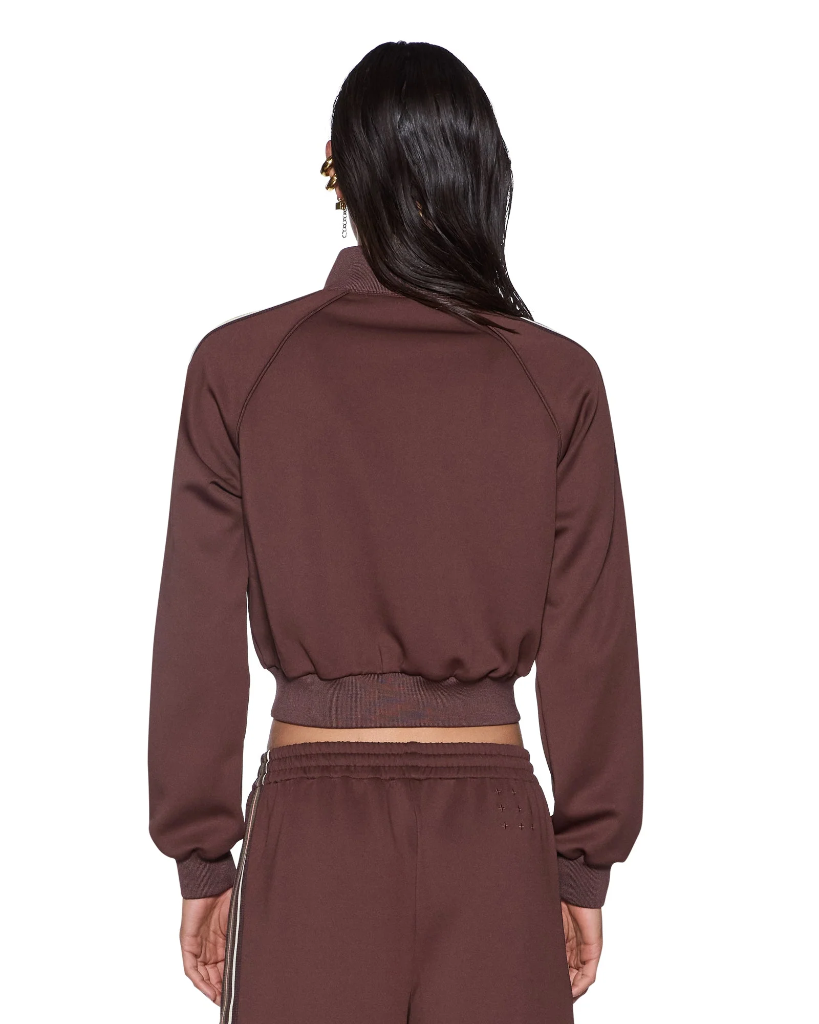 CROPPED ZIP TRAK TOP MOCHA - Image 4