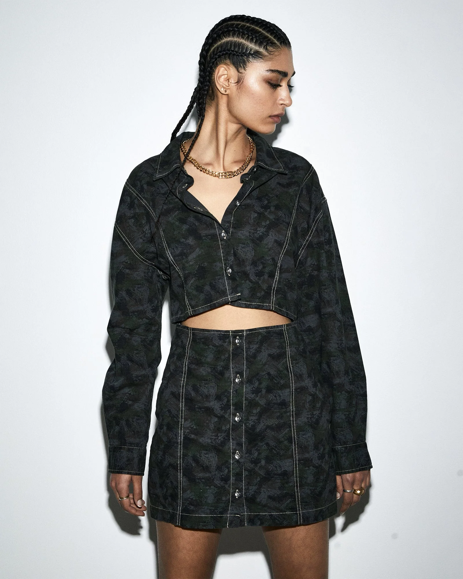CUTOUT SHIRT DRESS CAMO - Image 2