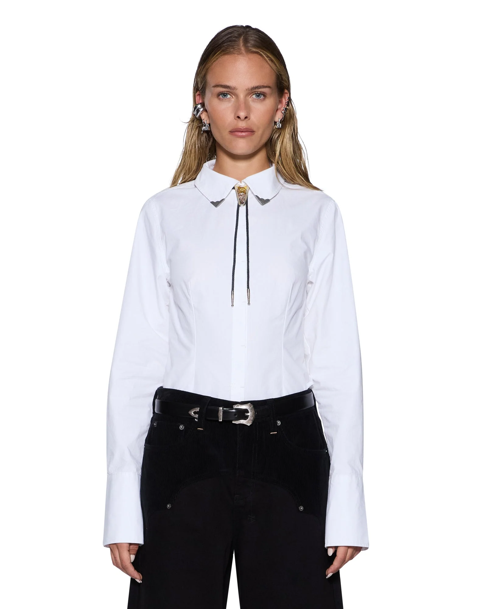 DARE OPEN BACK LS SHIRT WHITE