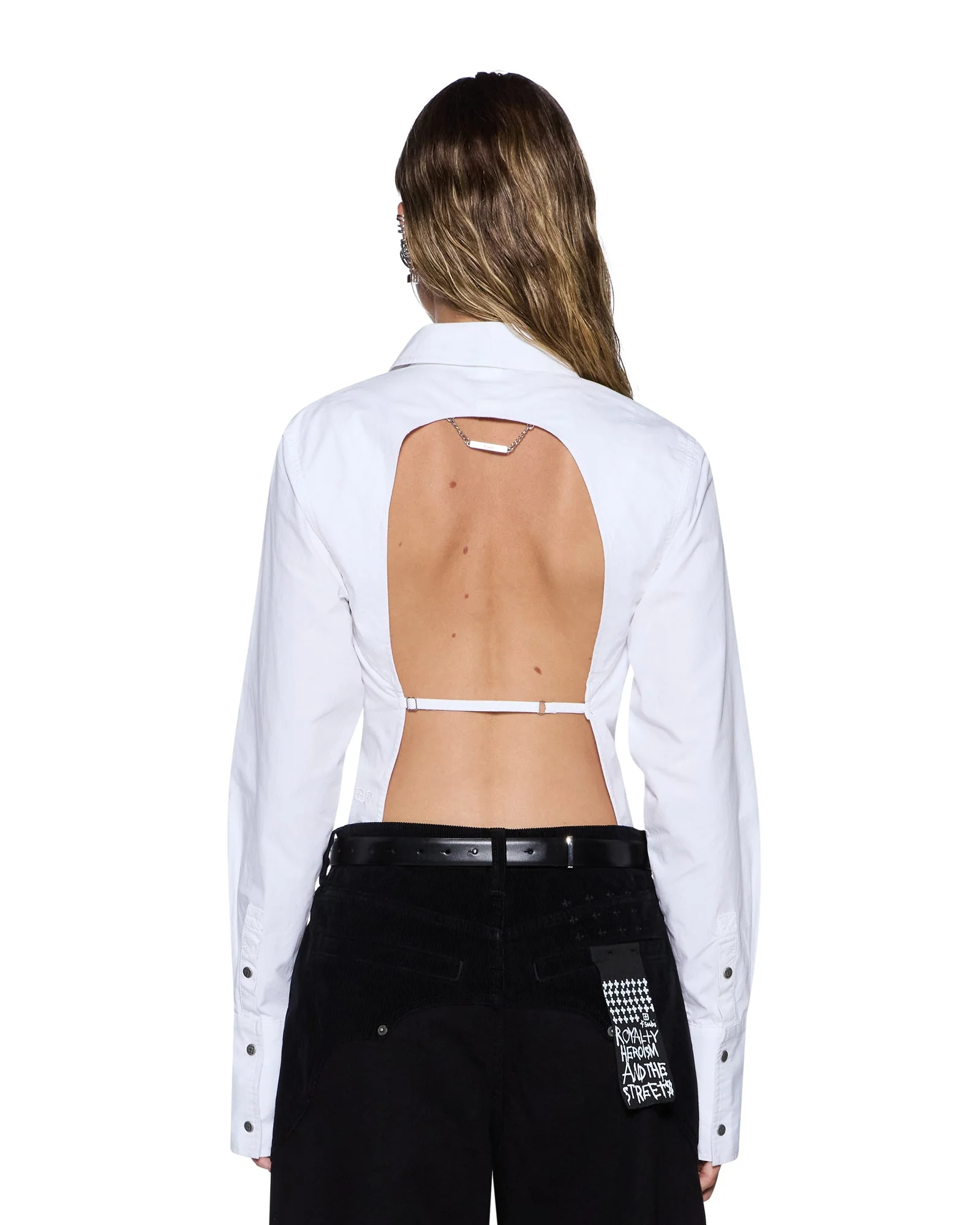 DARE OPEN BACK LS SHIRT WHITE - Image 2
