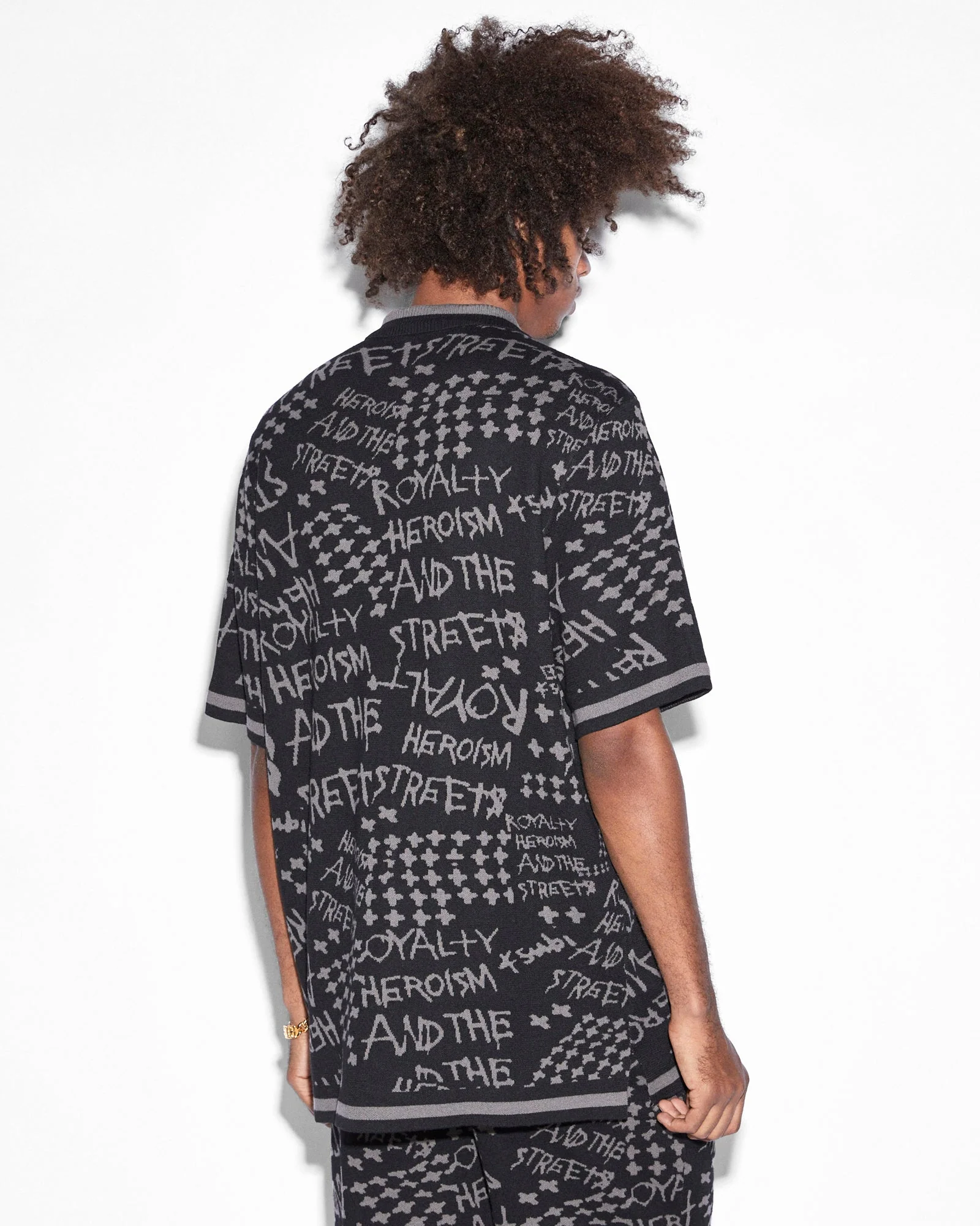 HEROISM KNIT RESORT SS SHIRT BLACK - Image 2
