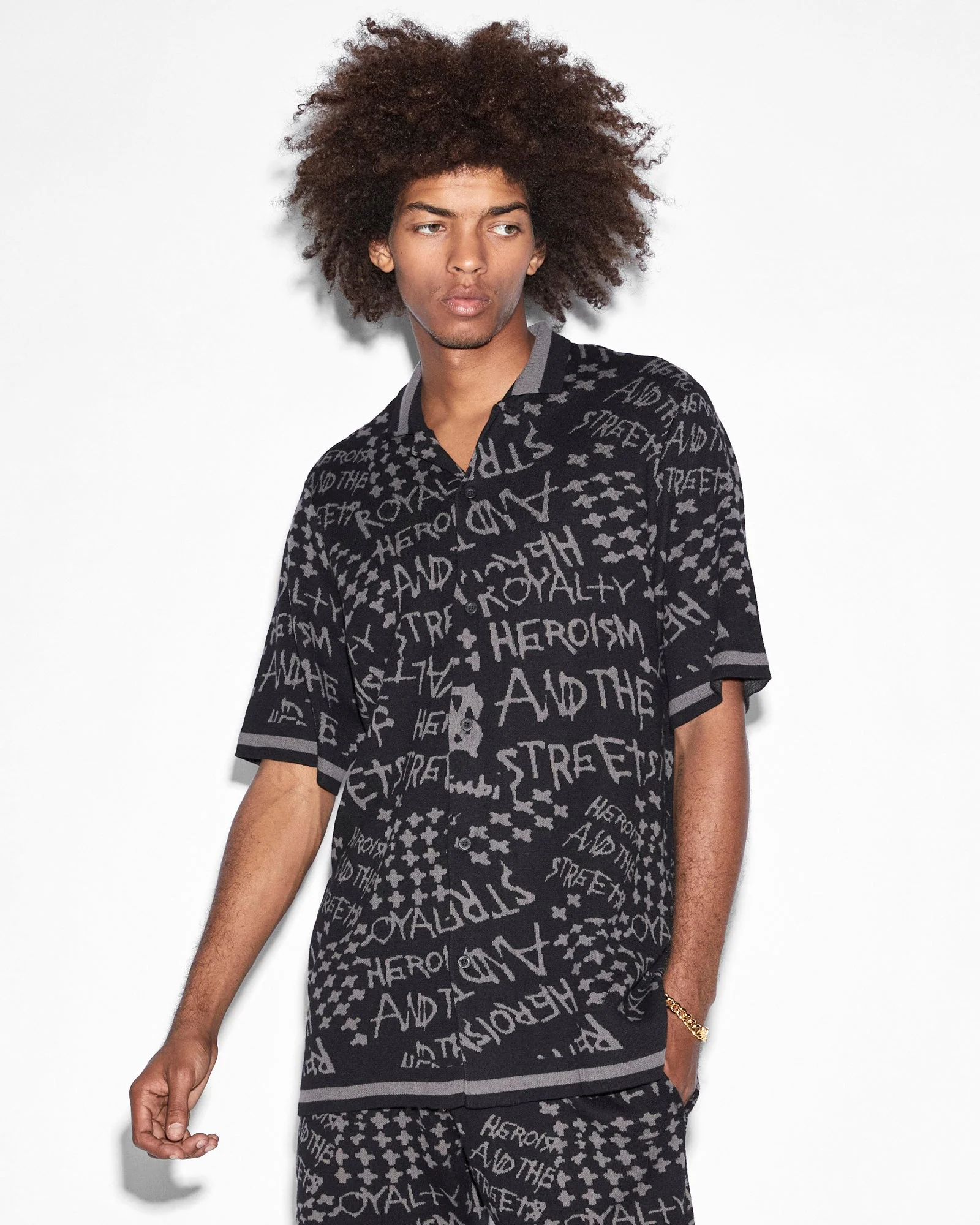 HEROISM KNIT RESORT SS SHIRT BLACK - Image 6