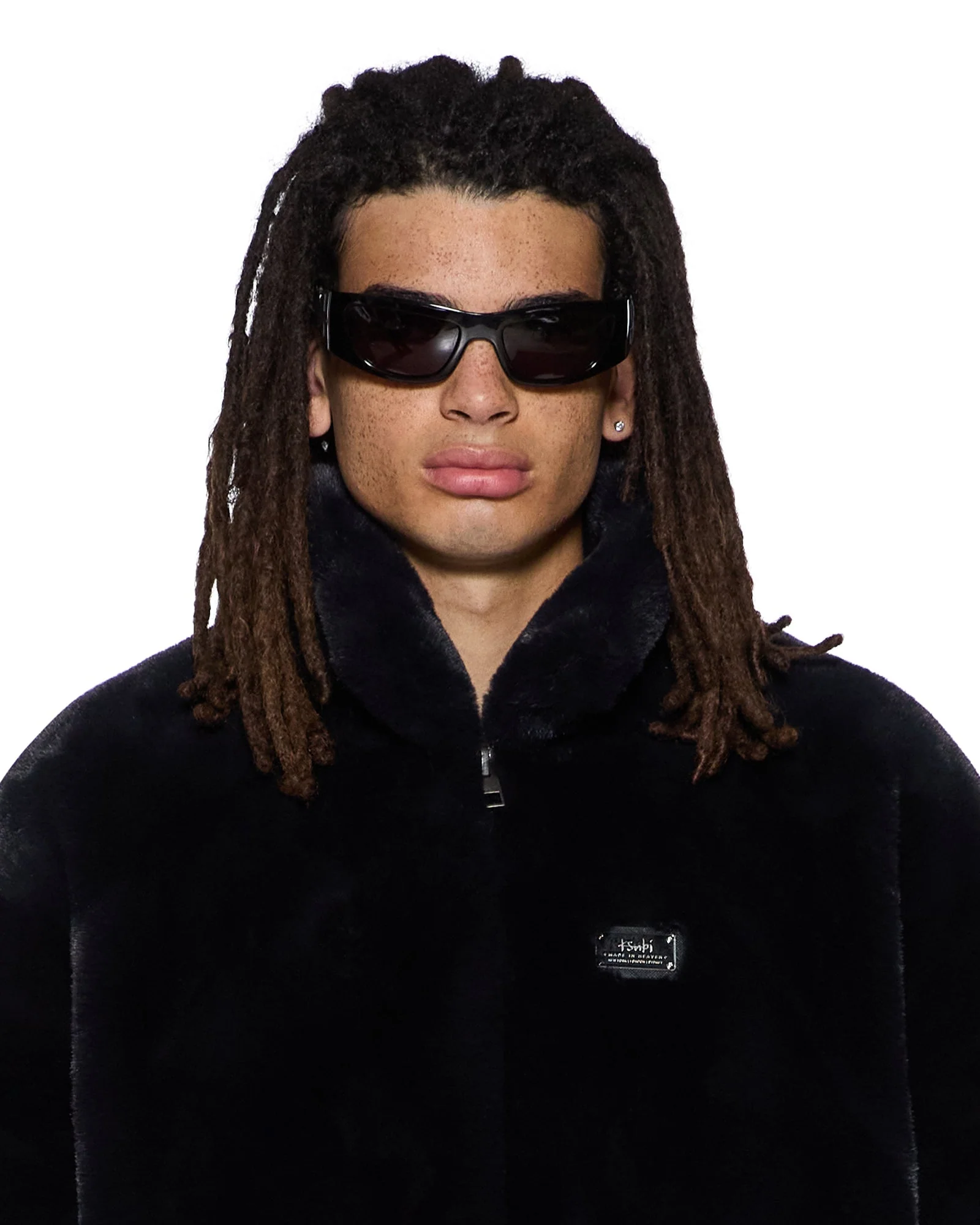 HUSSLE FAUX FUR JACKET BLACK - Image 3
