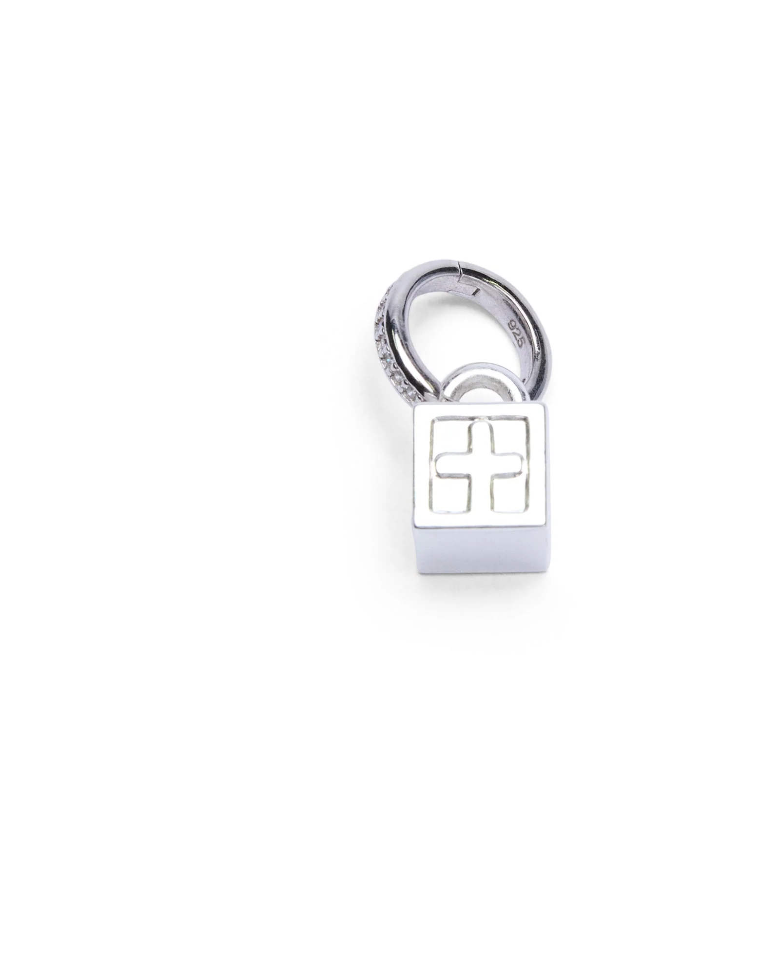 KRYSTAL BOX CROSS HUGGIE EARINGS SILVER - Image 4