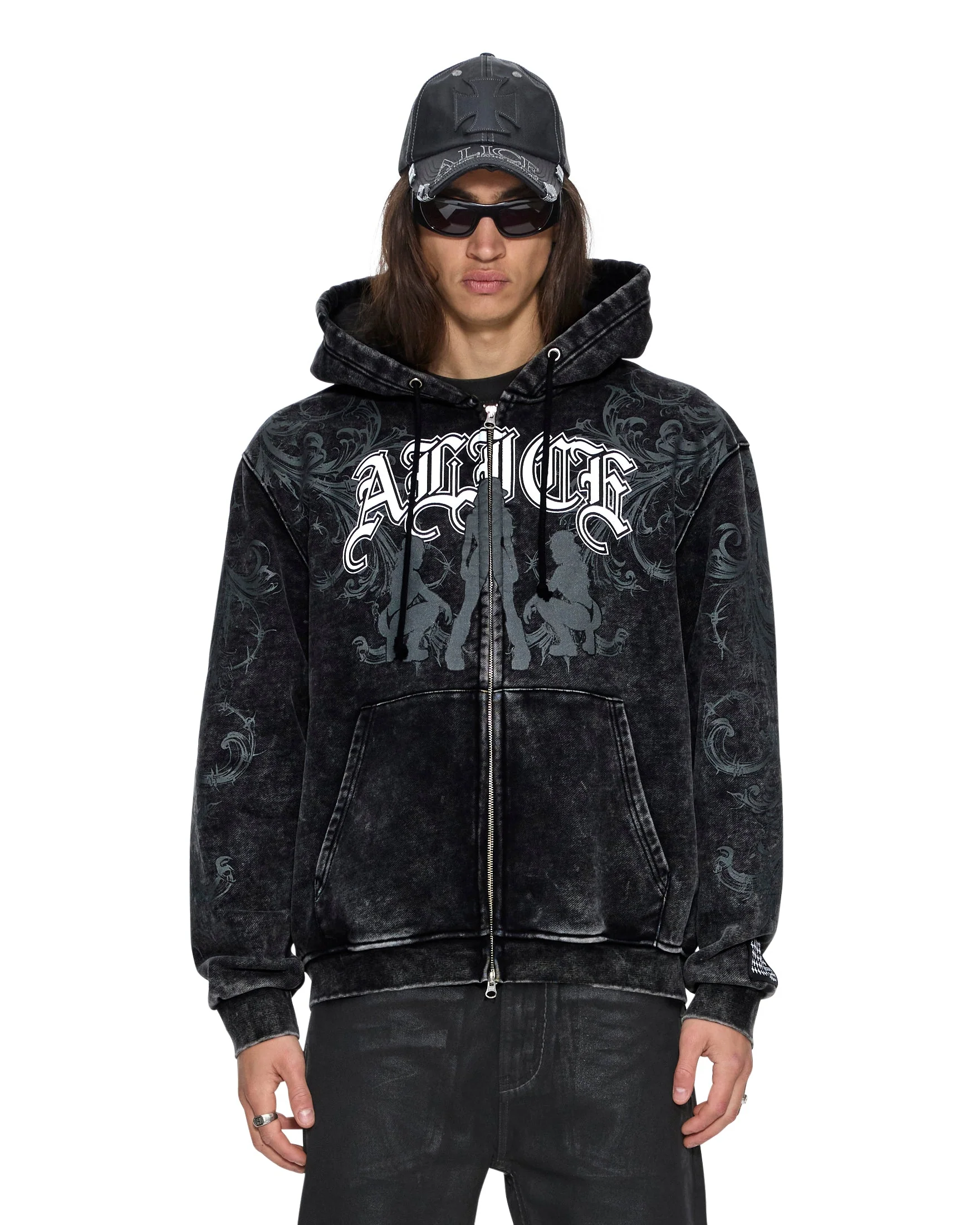 KSUBI X ALICE HOLLYWOOD GRAPHIC ZIP HOODIE BLACK