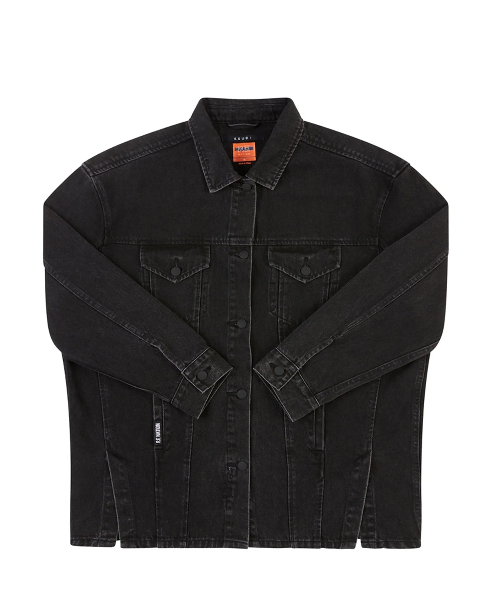 KSUBI X P.E NATION TRUCKER JACKET NOIR - Image 5