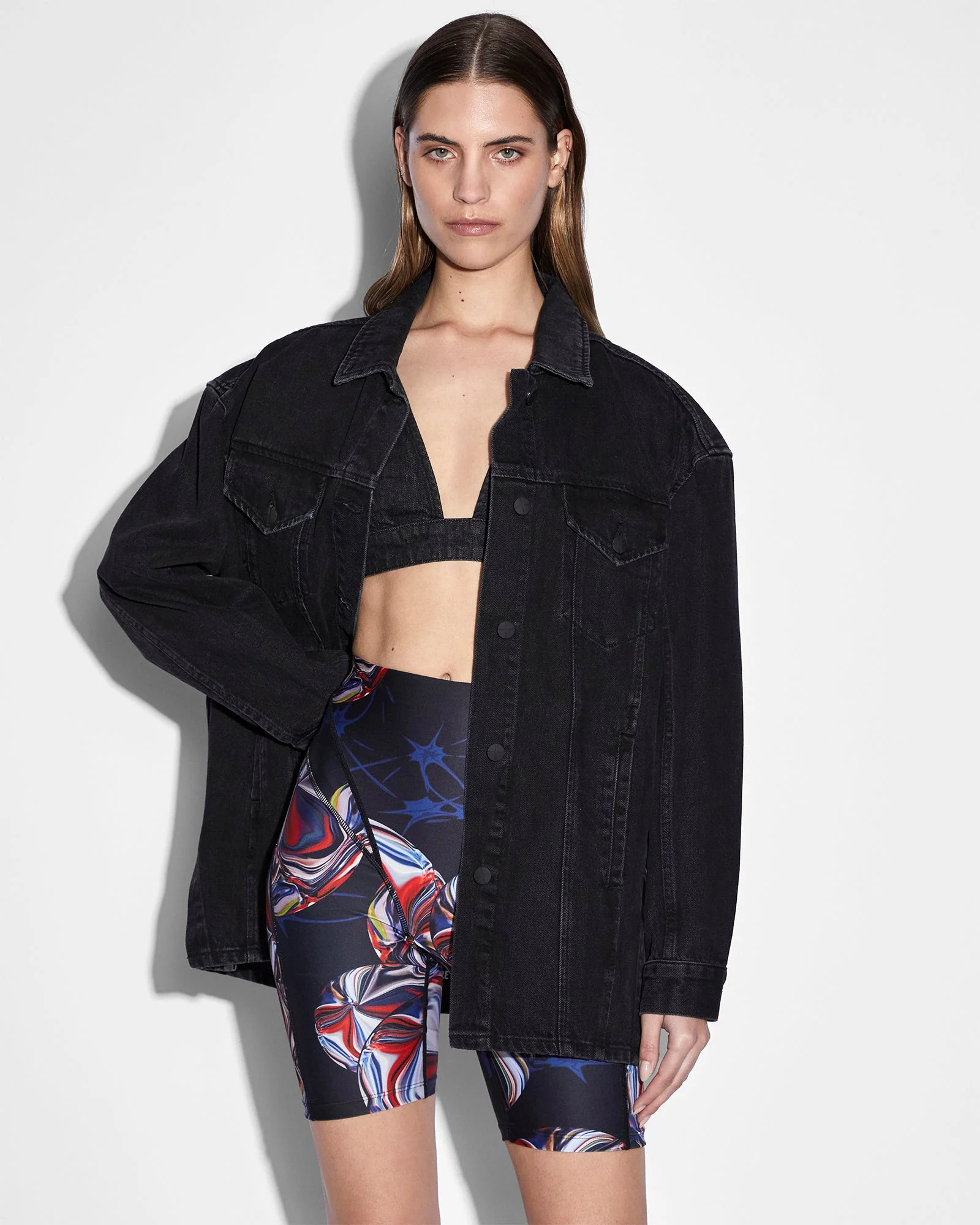 KSUBI X P.E NATION TRUCKER JACKET NOIR - Image 6