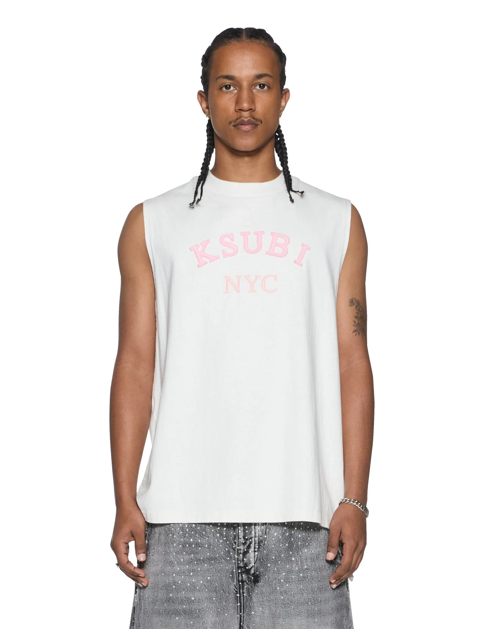 LAYBEL EKCESS CUT OFF TEE TRU WHITE
