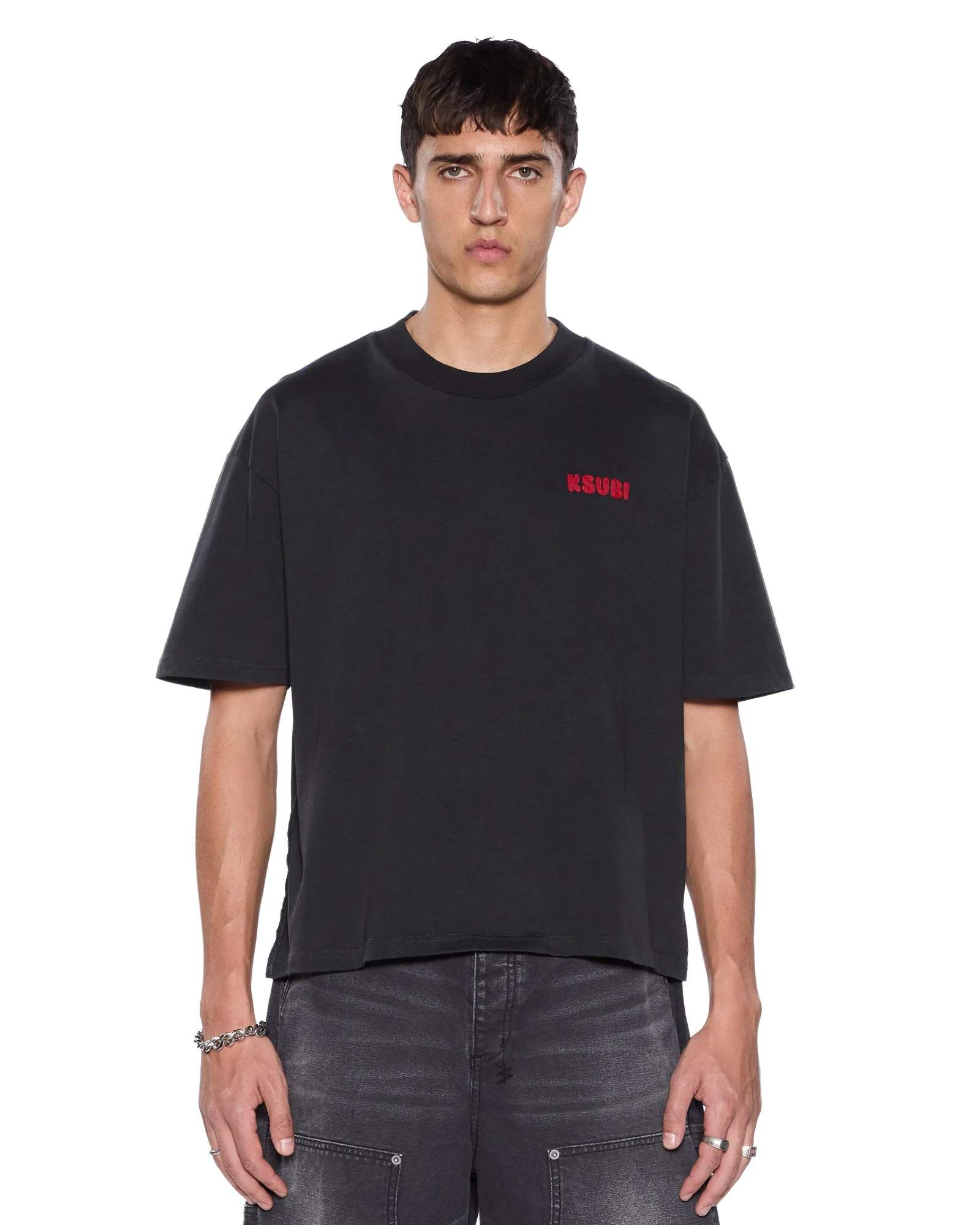 MEKANIK HALEN SS TEE CHARCOAL/RED - Image 2