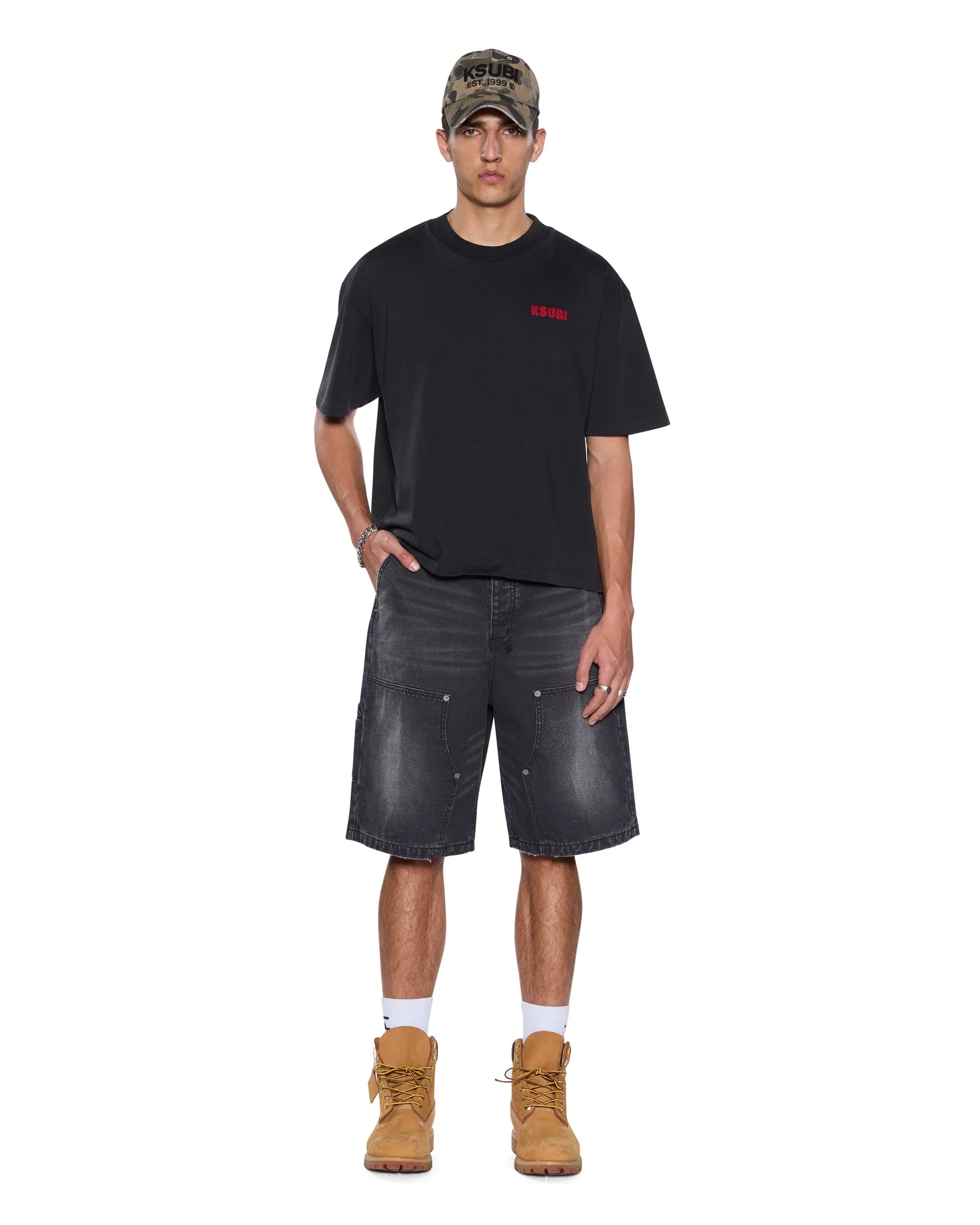 MEKANIK HALEN SS TEE CHARCOAL/RED - Image 3
