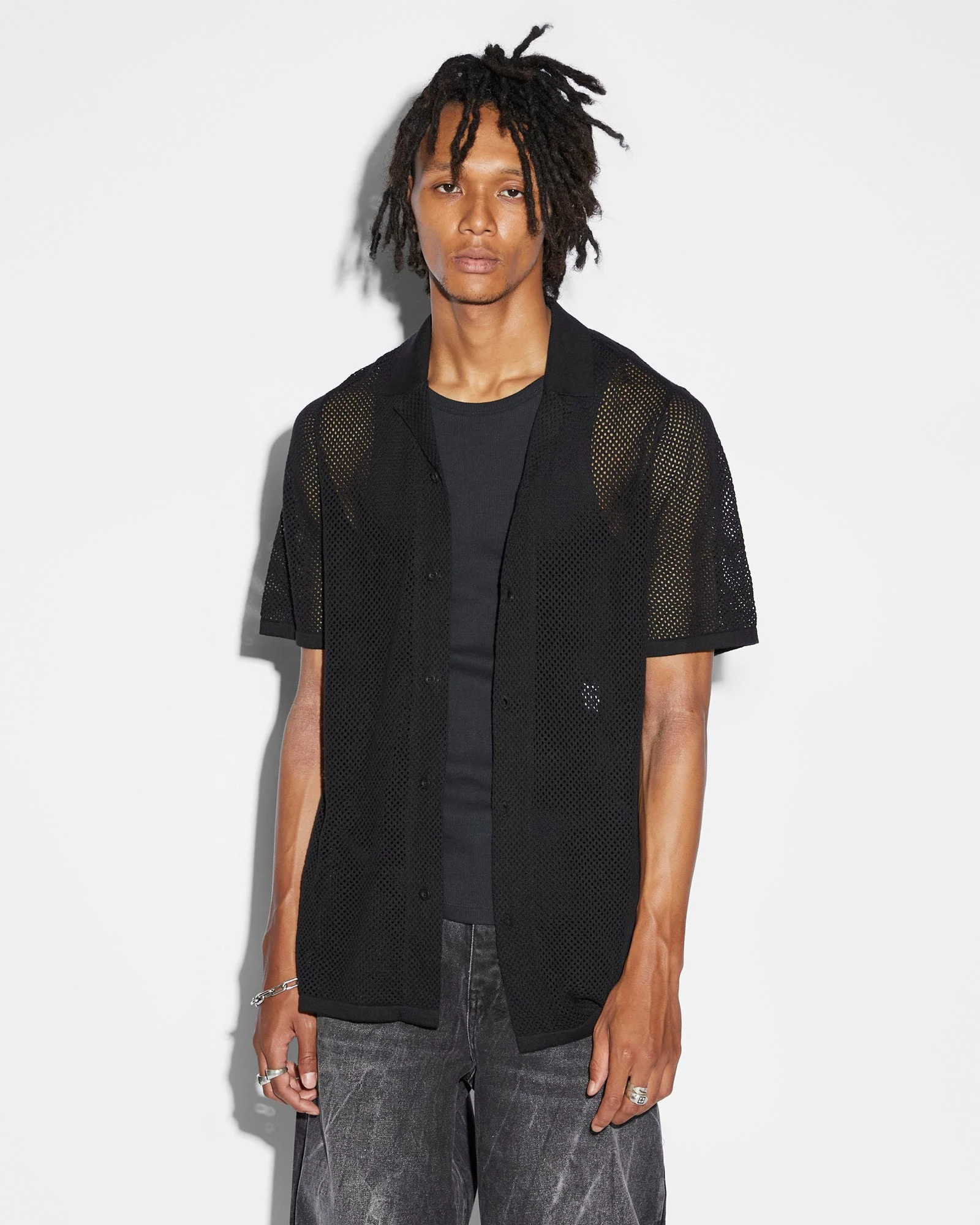 NET WORTH KNIT RESORT SS SHIRT BLACK - Image 4