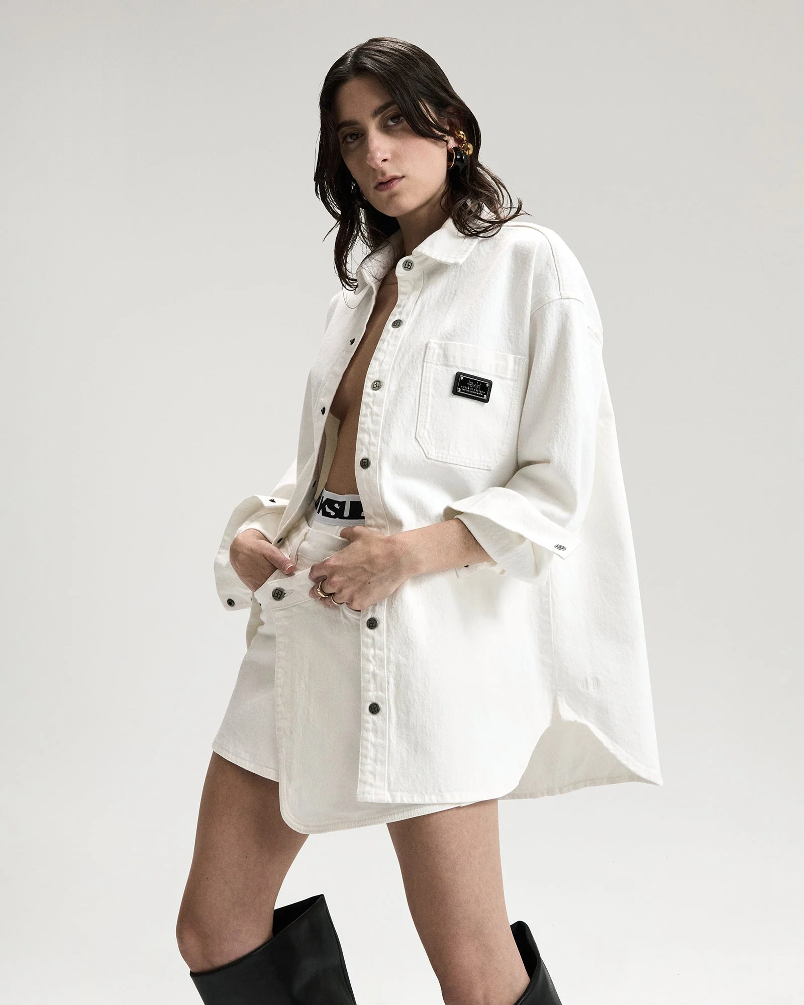 OVERSIZED LS SHIRT ECRU - Image 3