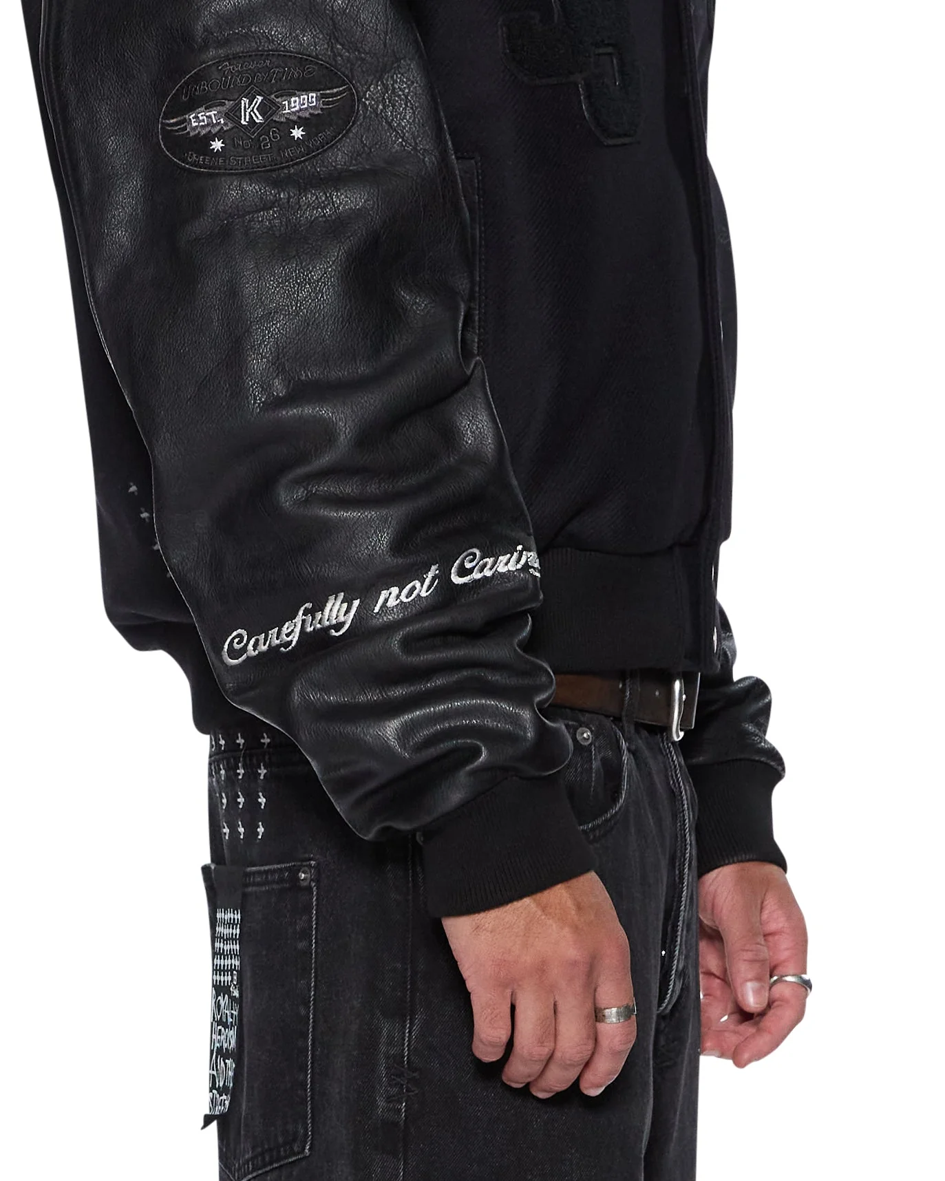 PATCHED VARSITY JACKET BLACK - Image 6