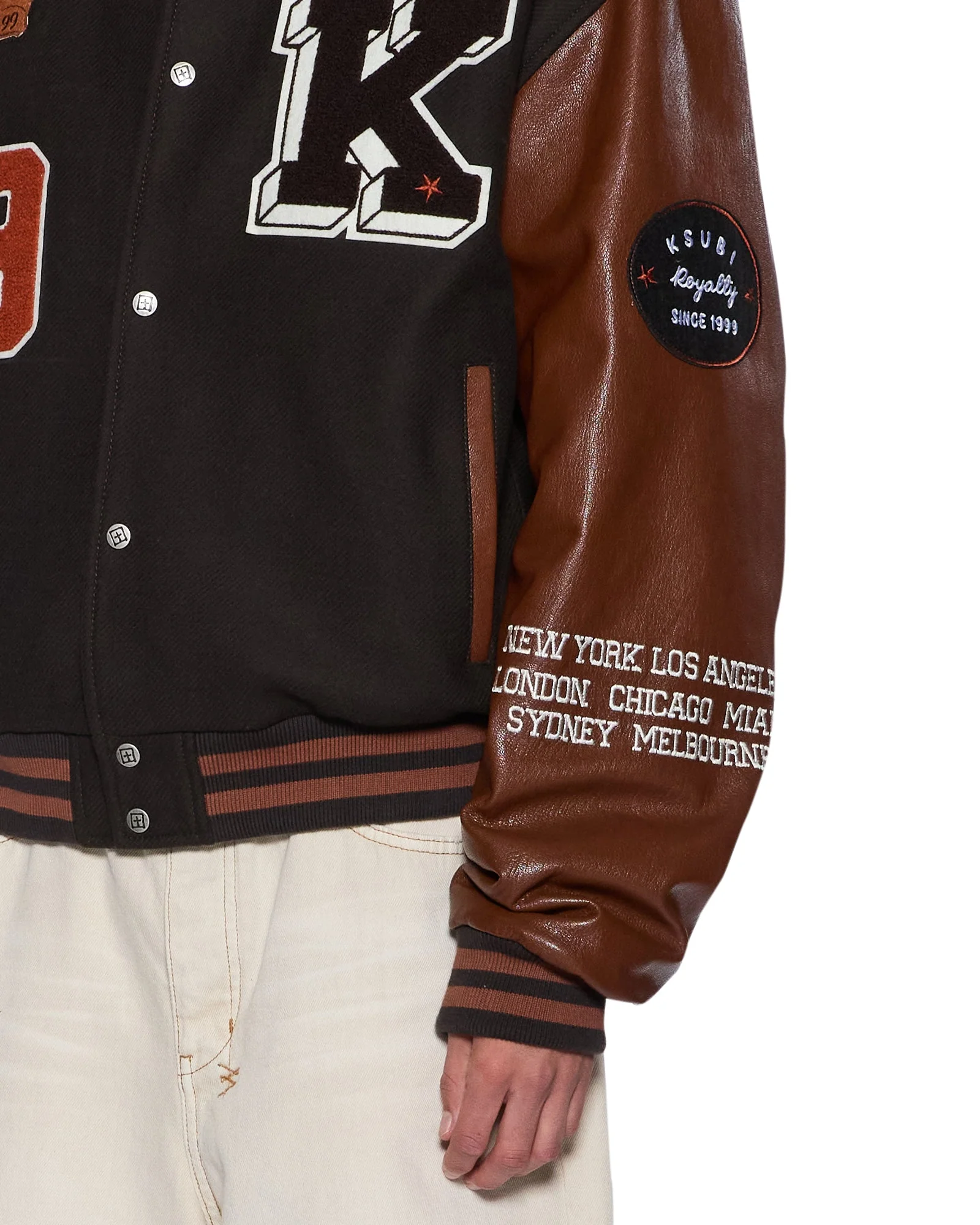PATCHED VARSITY JACKET CHOCOLATE - Image 3
