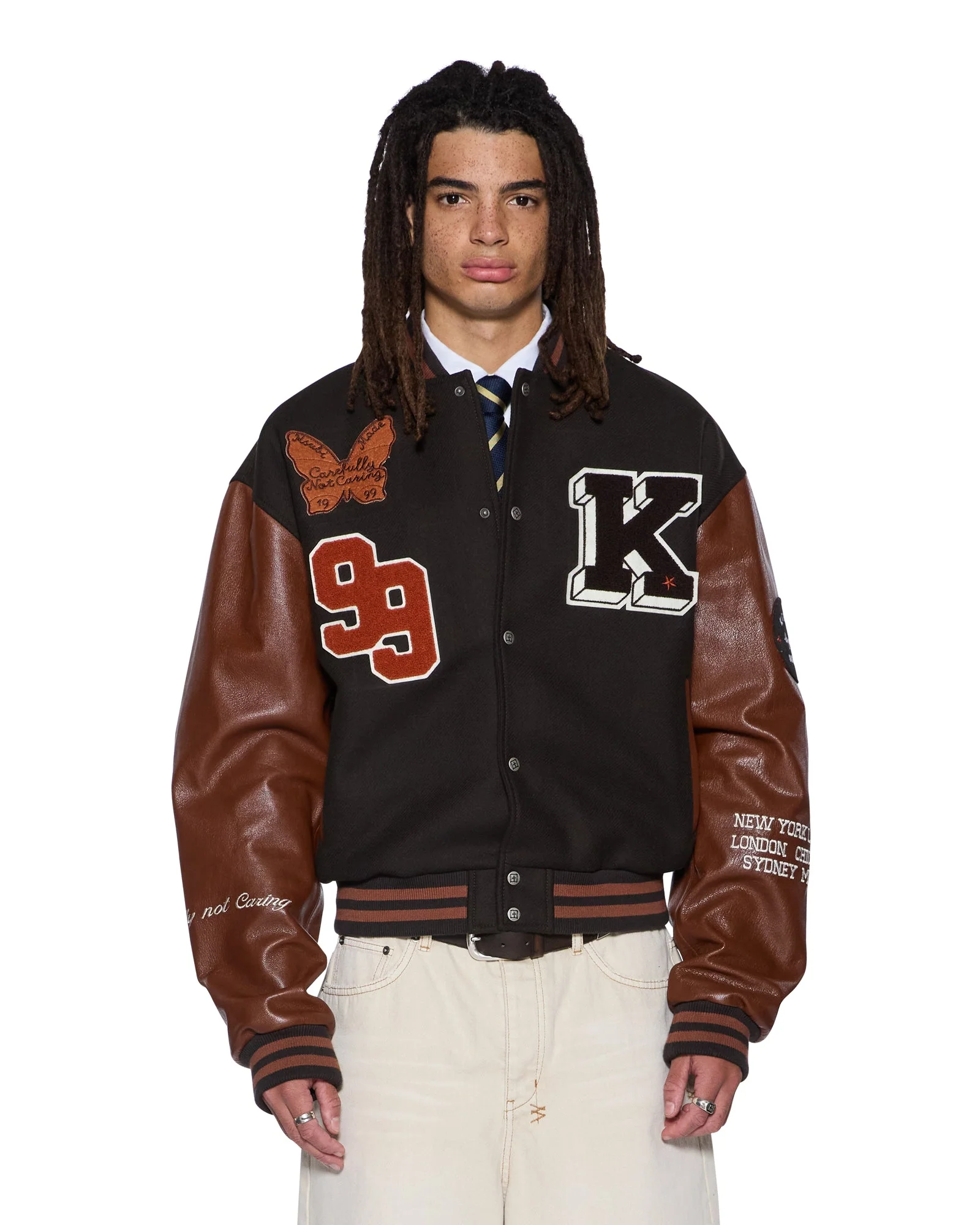 PATCHED VARSITY JACKET CHOCOLATE - Image 4