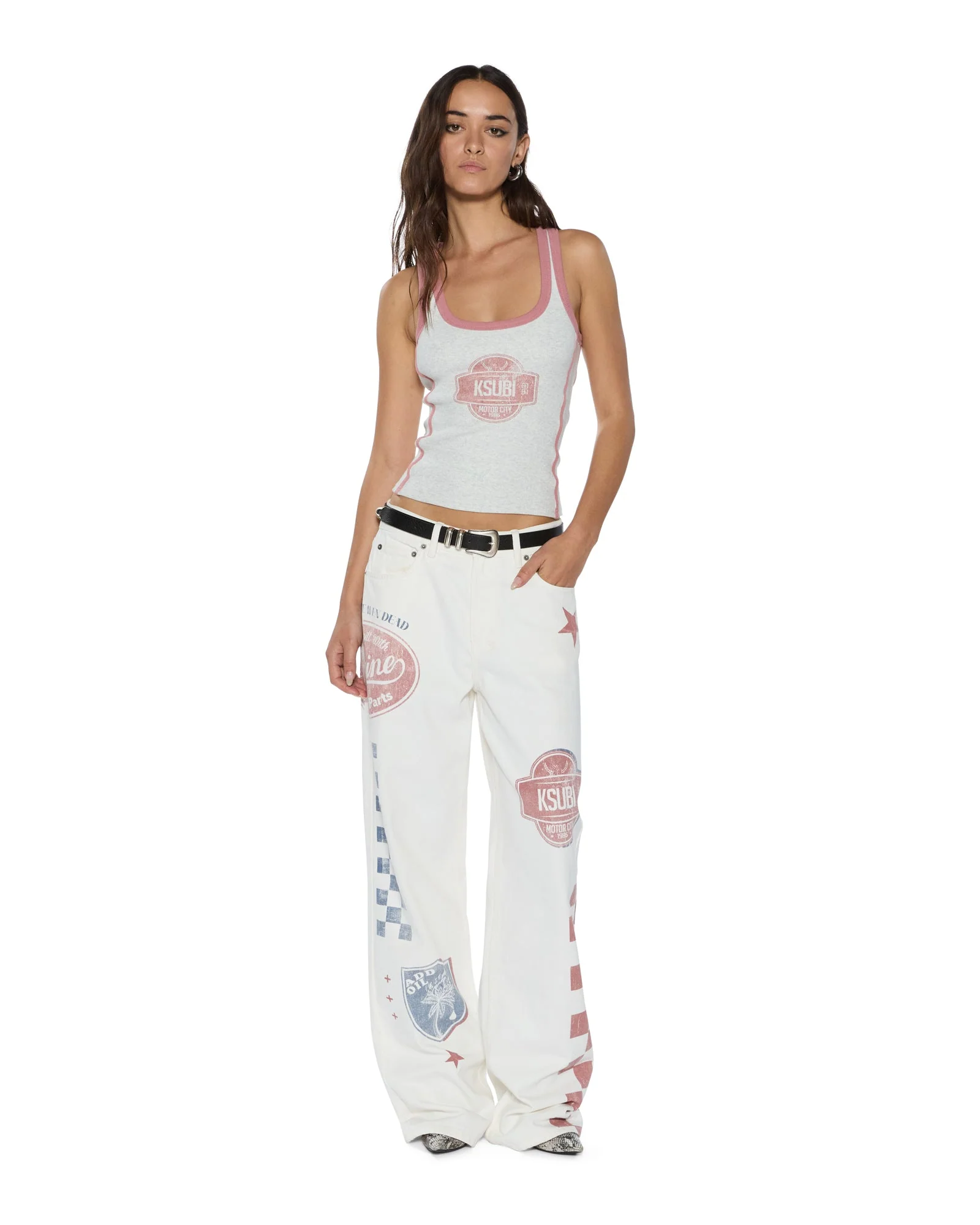 PITT LANE ORIGIN TANK SNOW MARLE/RED - Image 2