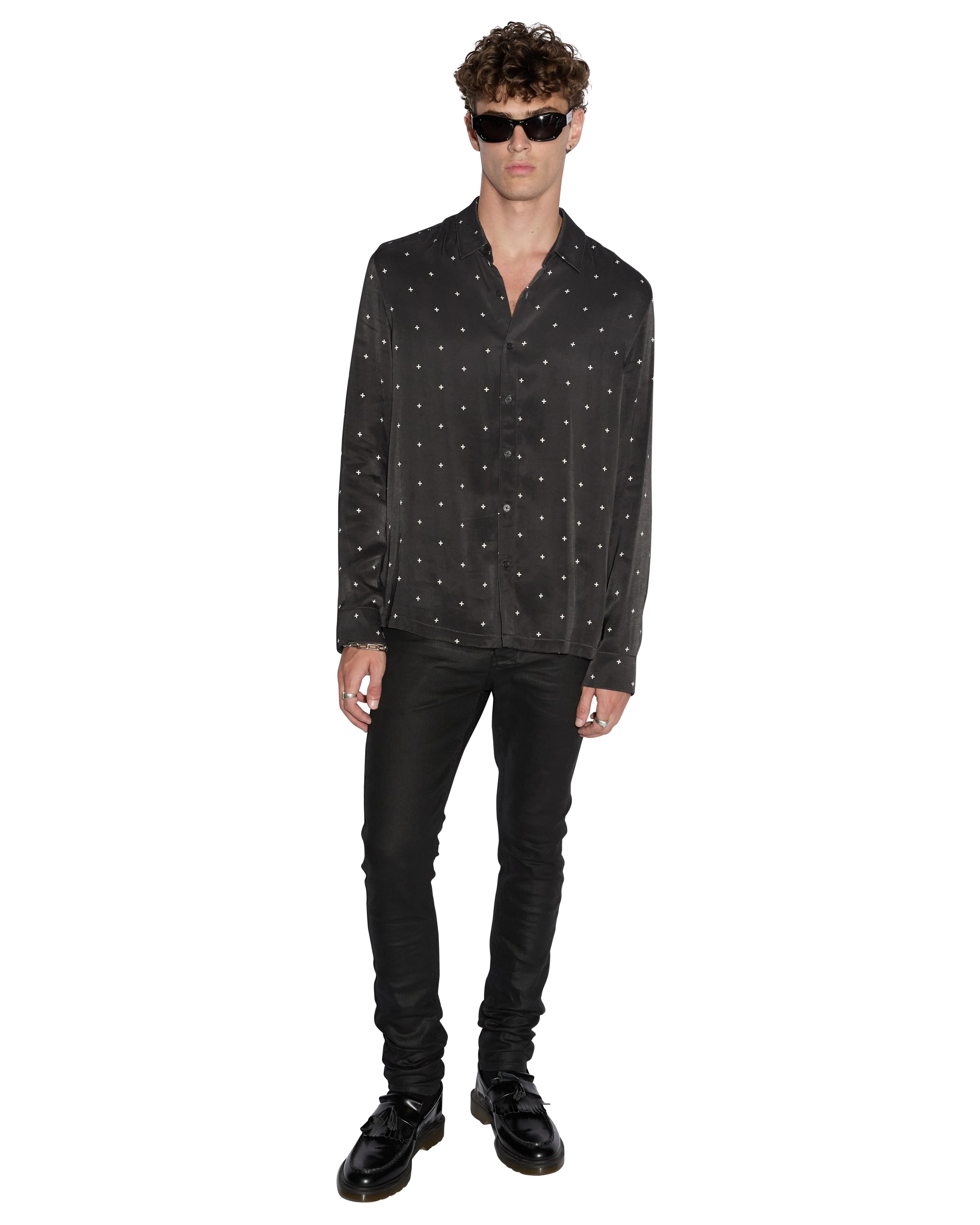 POLKA PLUS LS SHIRT BLACK - Image 3
