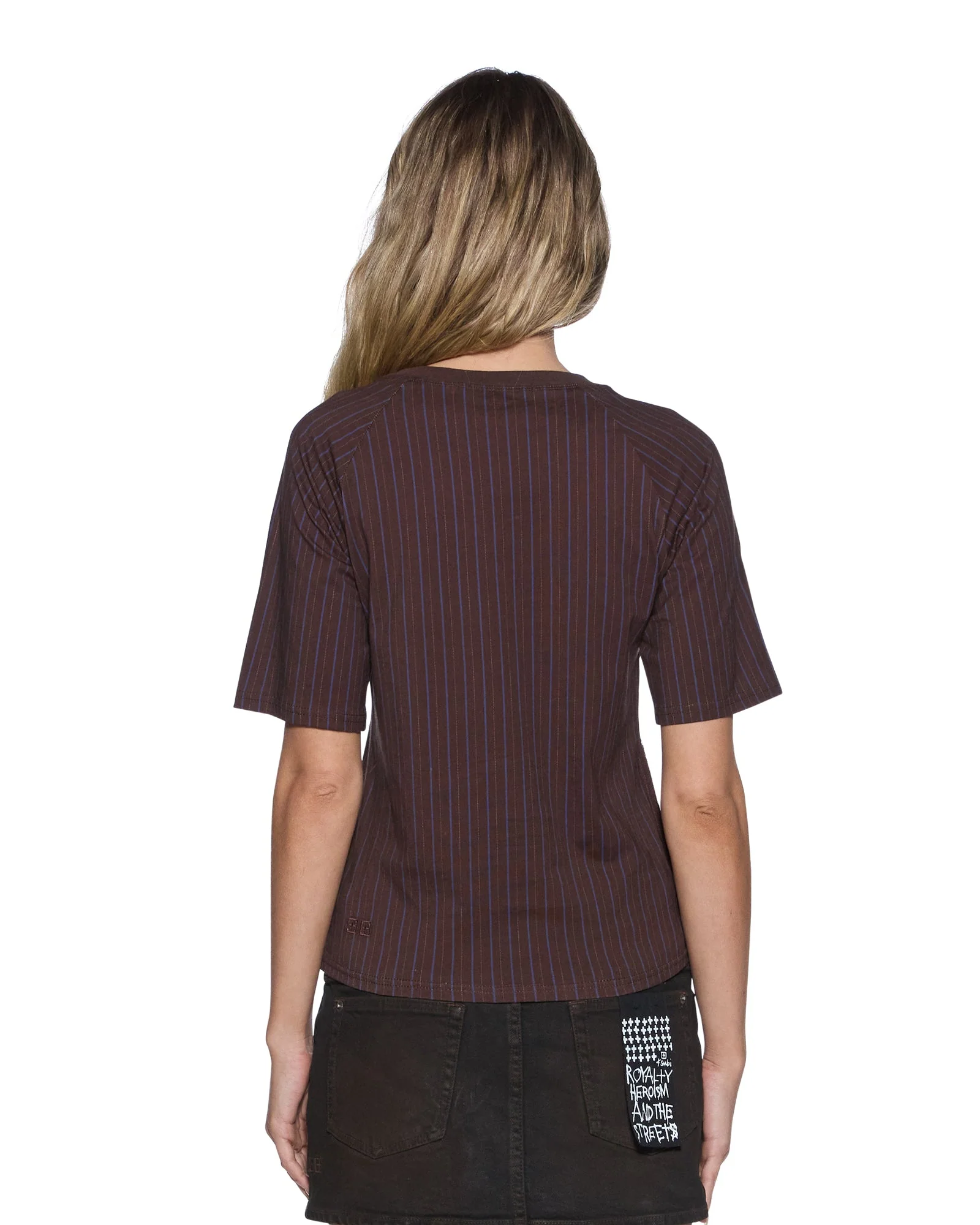 PORTER SS TOP CHOCOLATE PINSTRIPE - Image 3