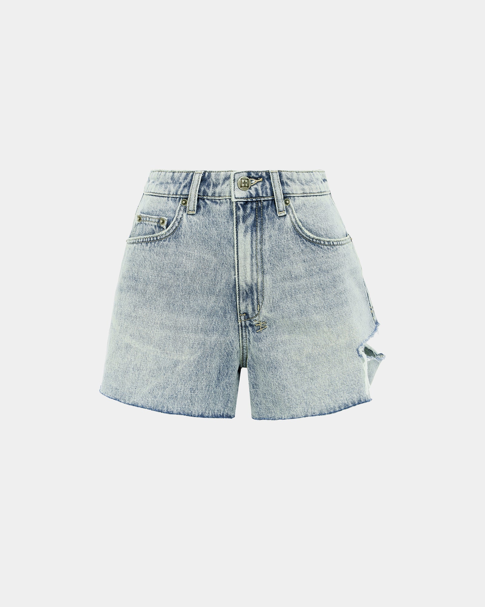 RISE N HI SHORTS WORN SLICED - Image 5