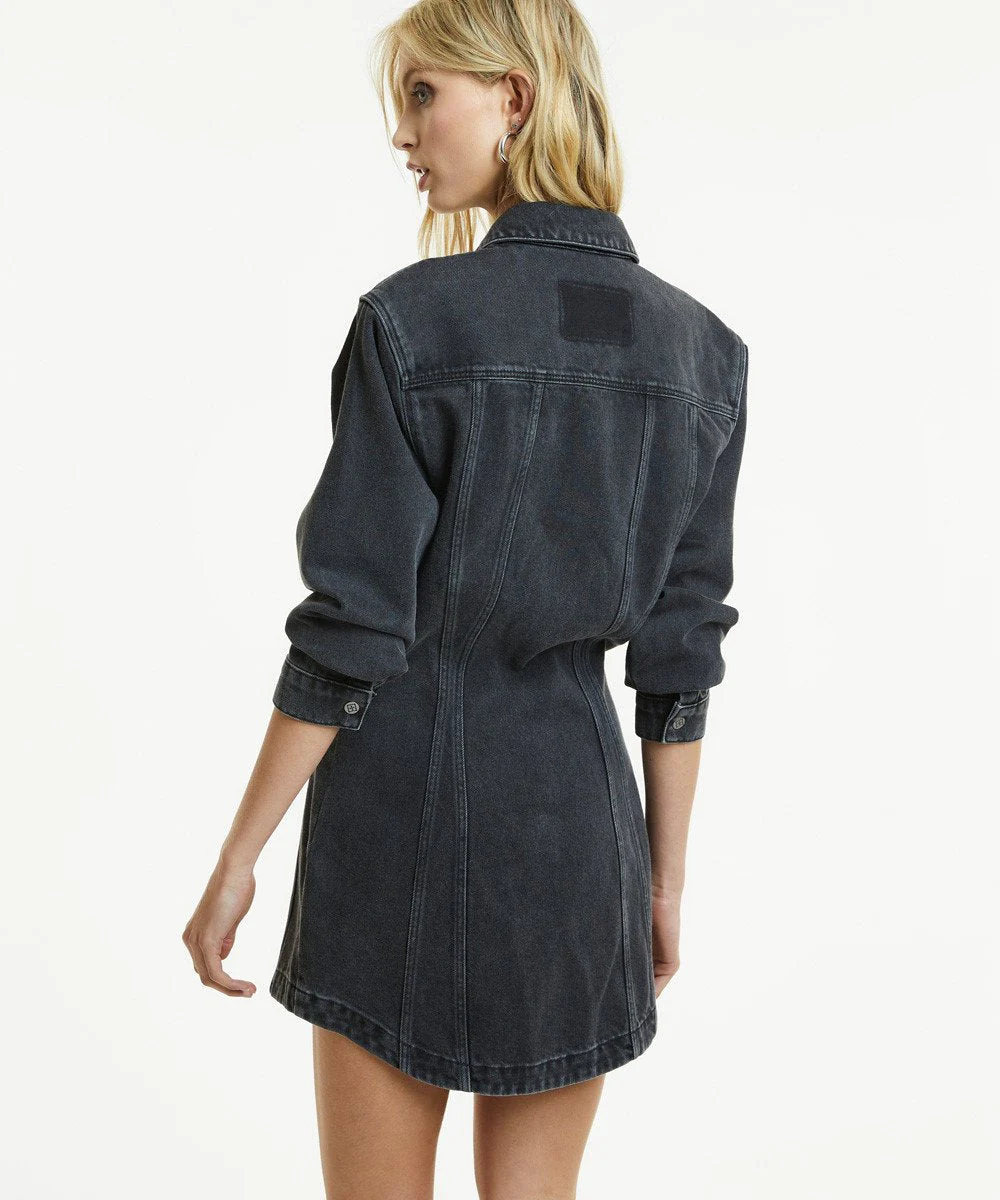 SNAP DRESS DUSTED BLACK - Image 3
