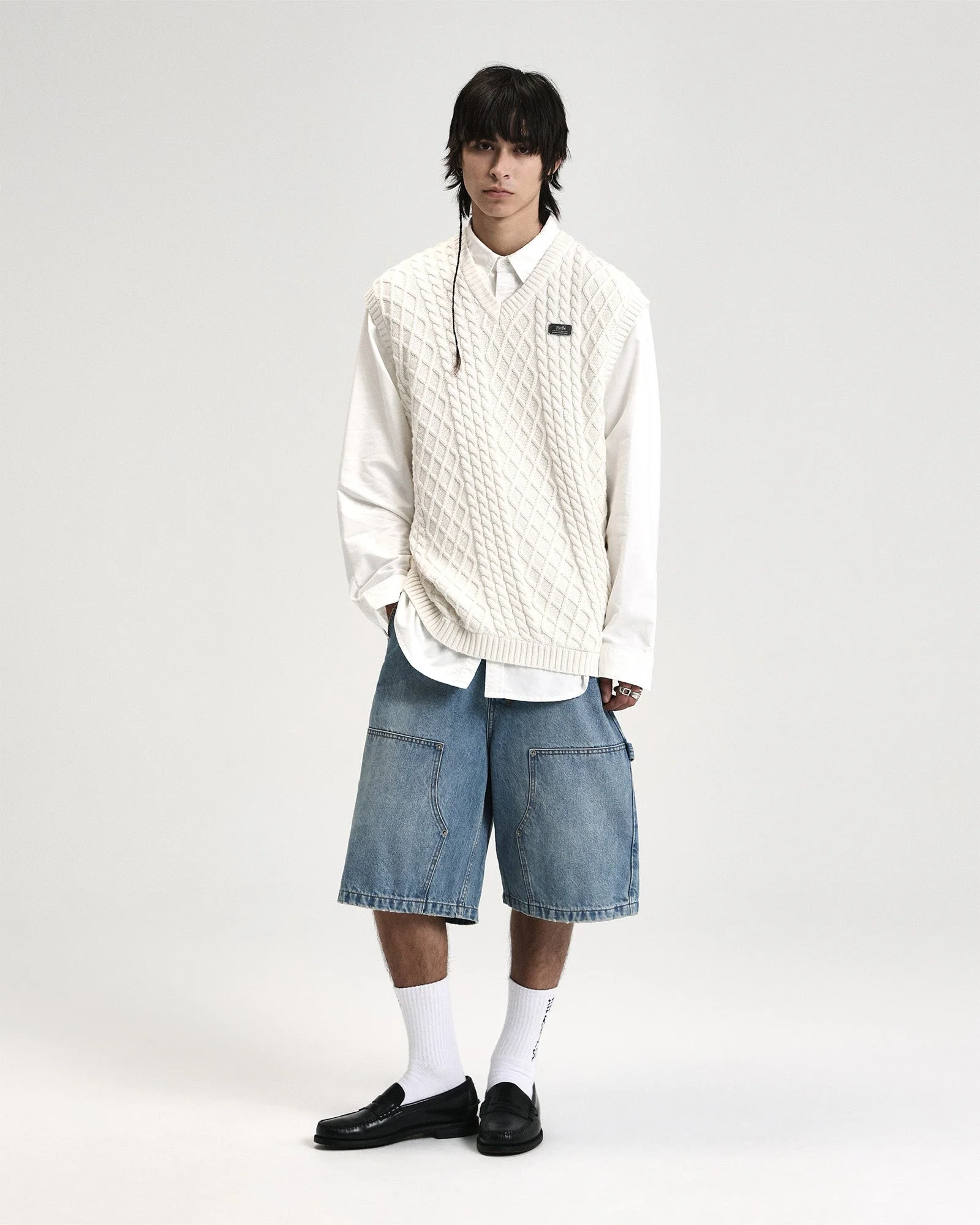 TURNCABLE KNIT VEST VINTAGE WHITE - Image 2
