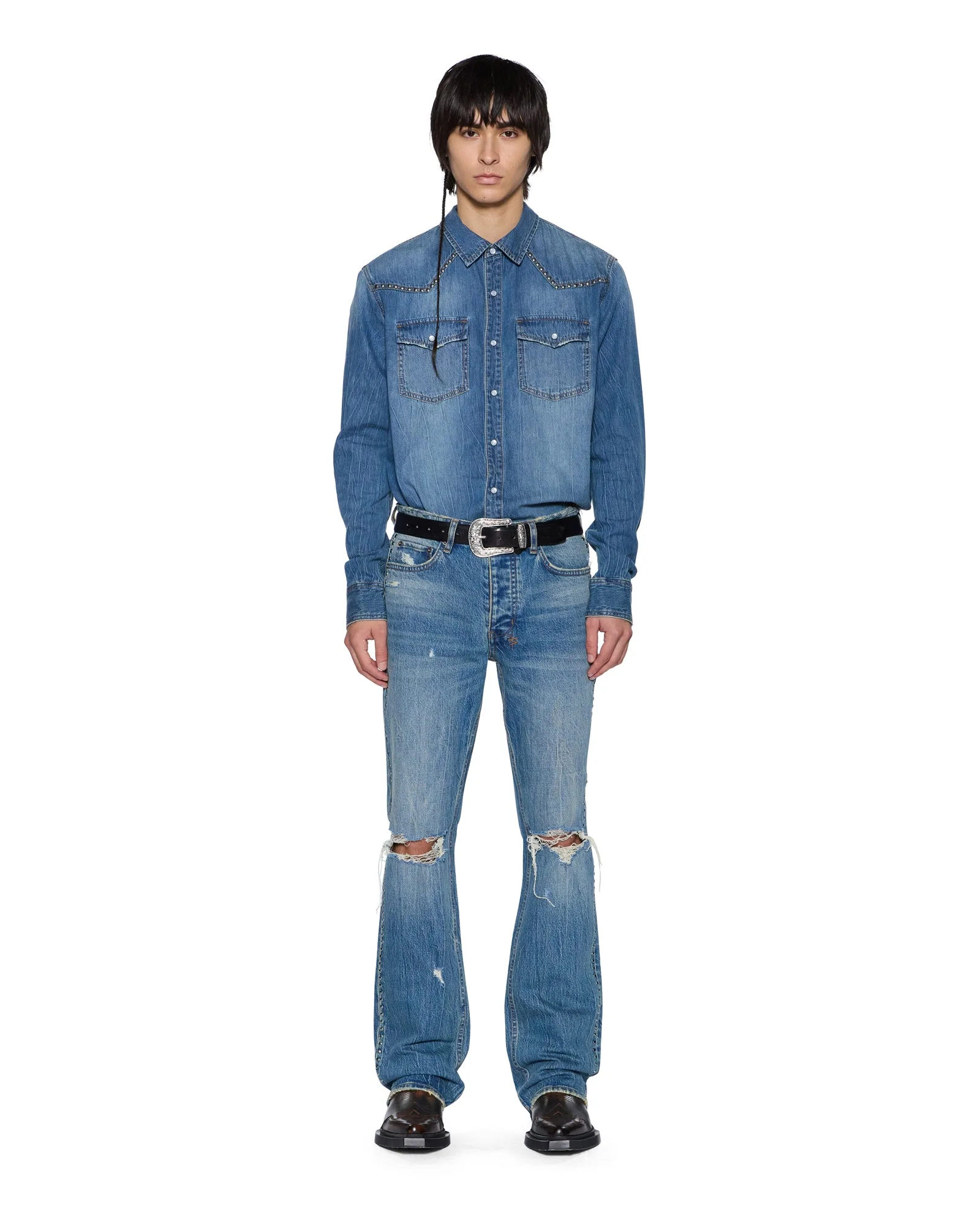 WHIPLASH LS SHIRT TEXAS BLUE STUDDED - Image 2